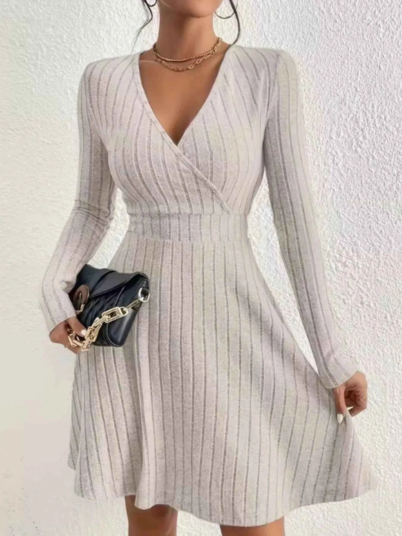 Ribbed Knit Wrap Dress for Effortless Style and Comfort