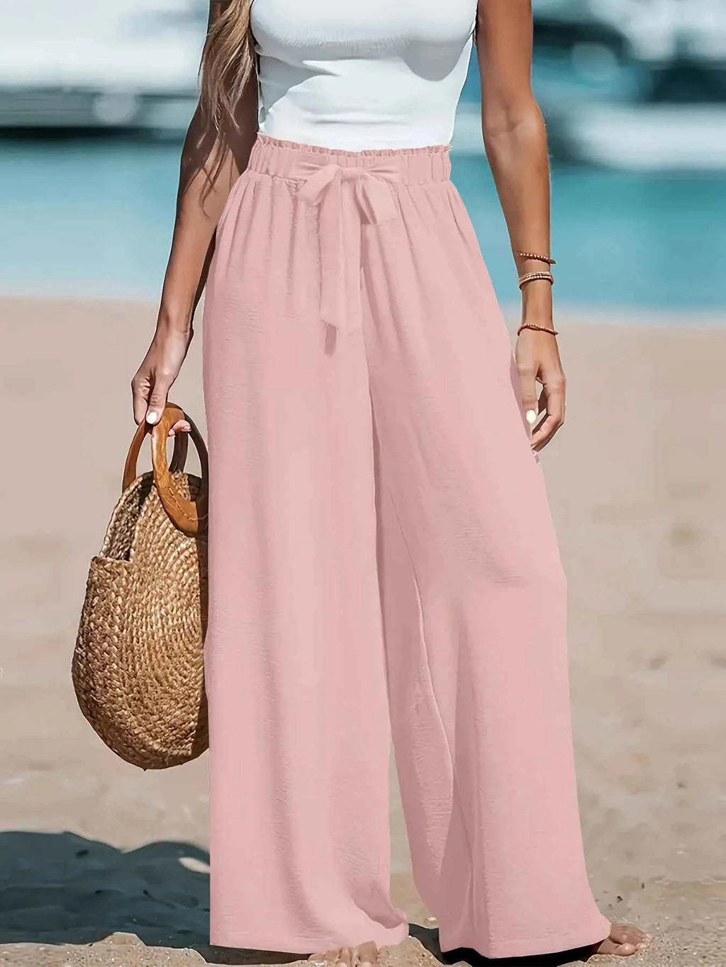 Full Size Wide Leg Pants with Drawstring Waist - Nico`s Store