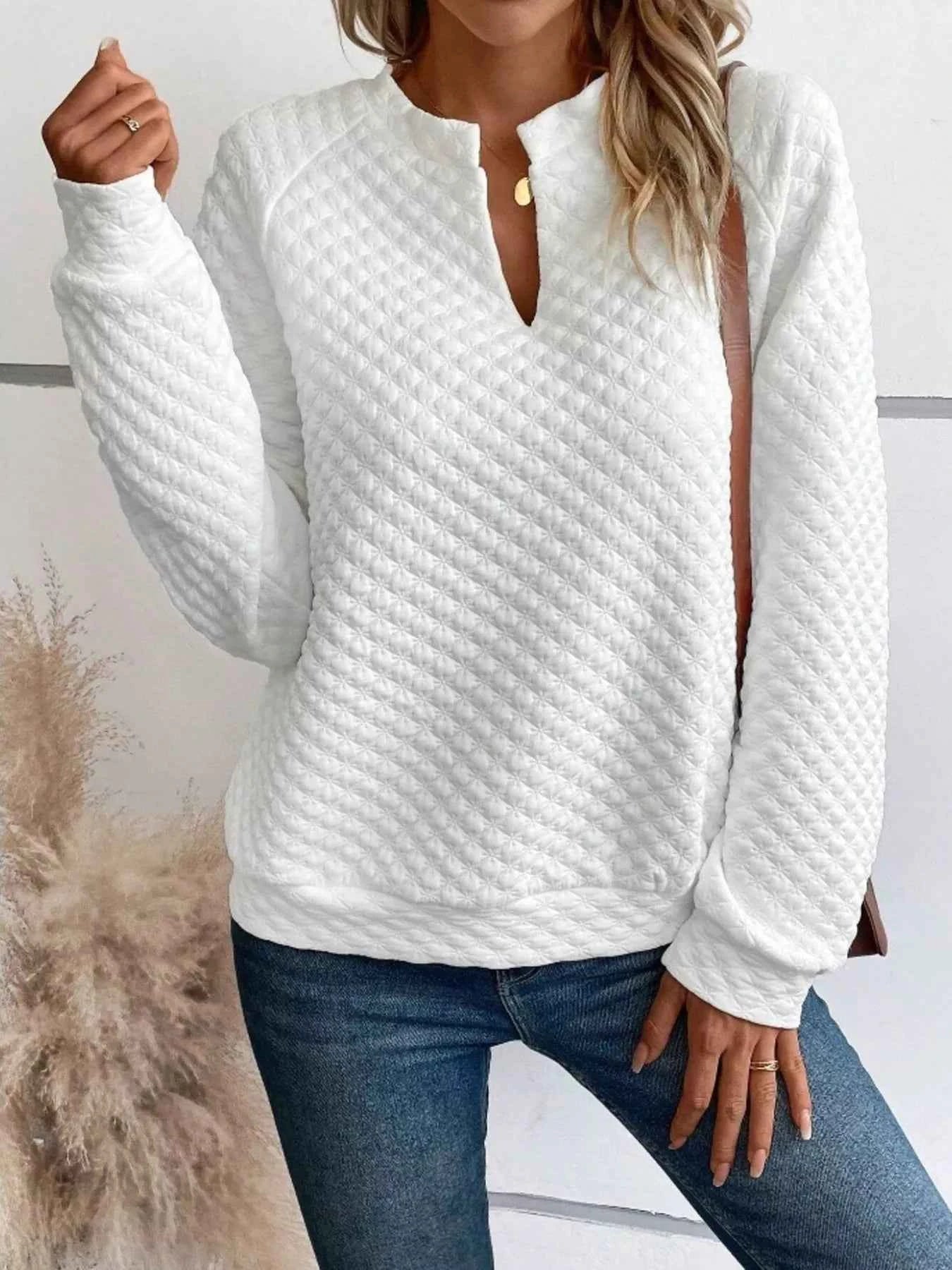 Textured Long Sleeve Sweatshirt for Ultimate Comfort - Nico`s Store