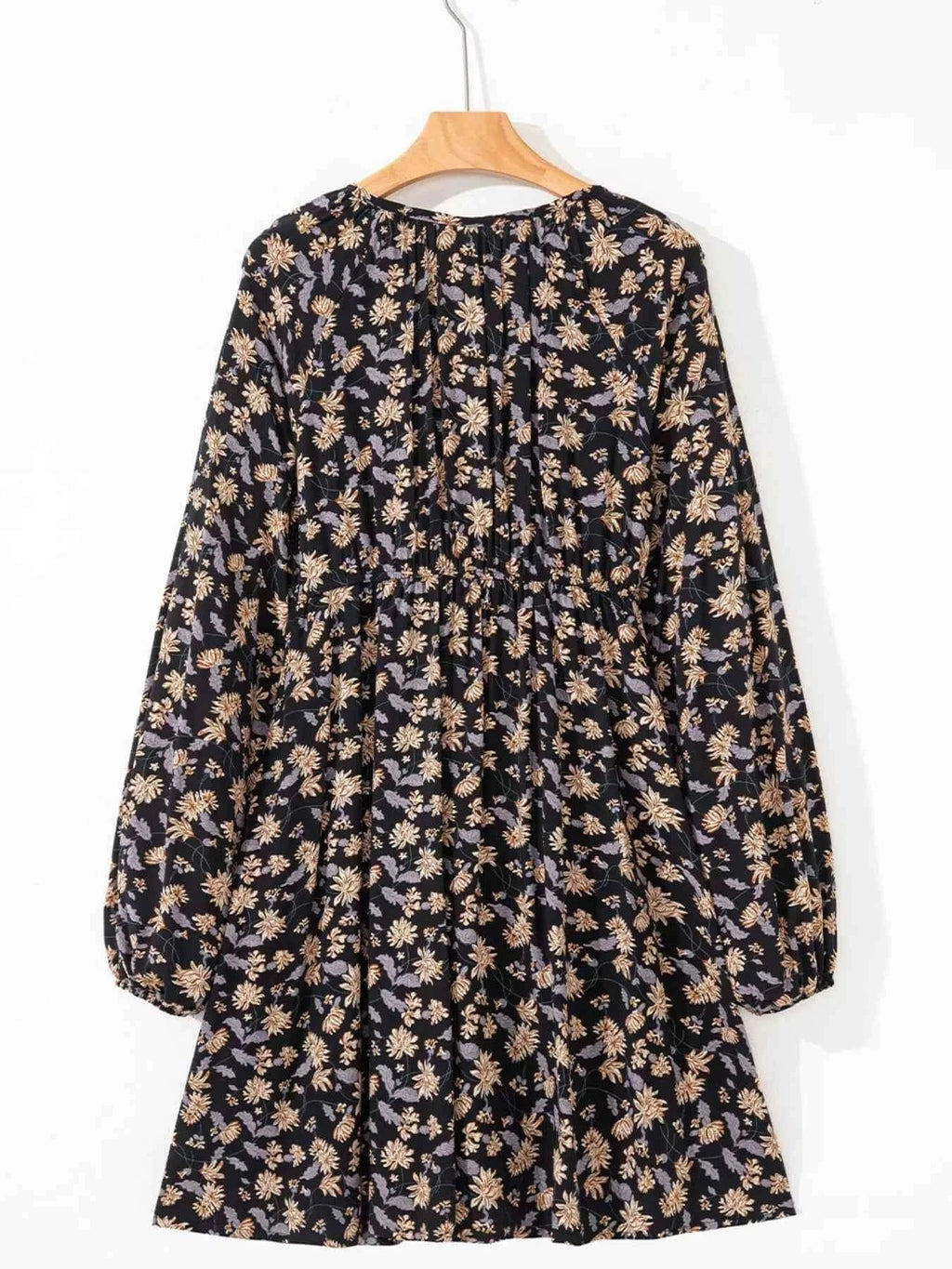 V Neck Babydoll Dress with Smocked Bust and Bubble Sleeves - Nico`s Store