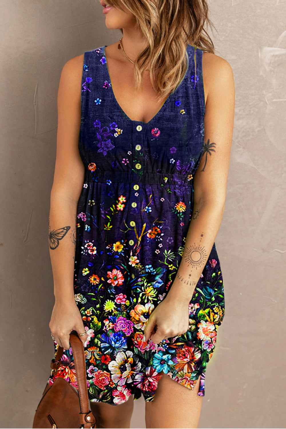 Scoop Neck Buttoned Magic Dress with Pockets - Double Take Sleeveless Style