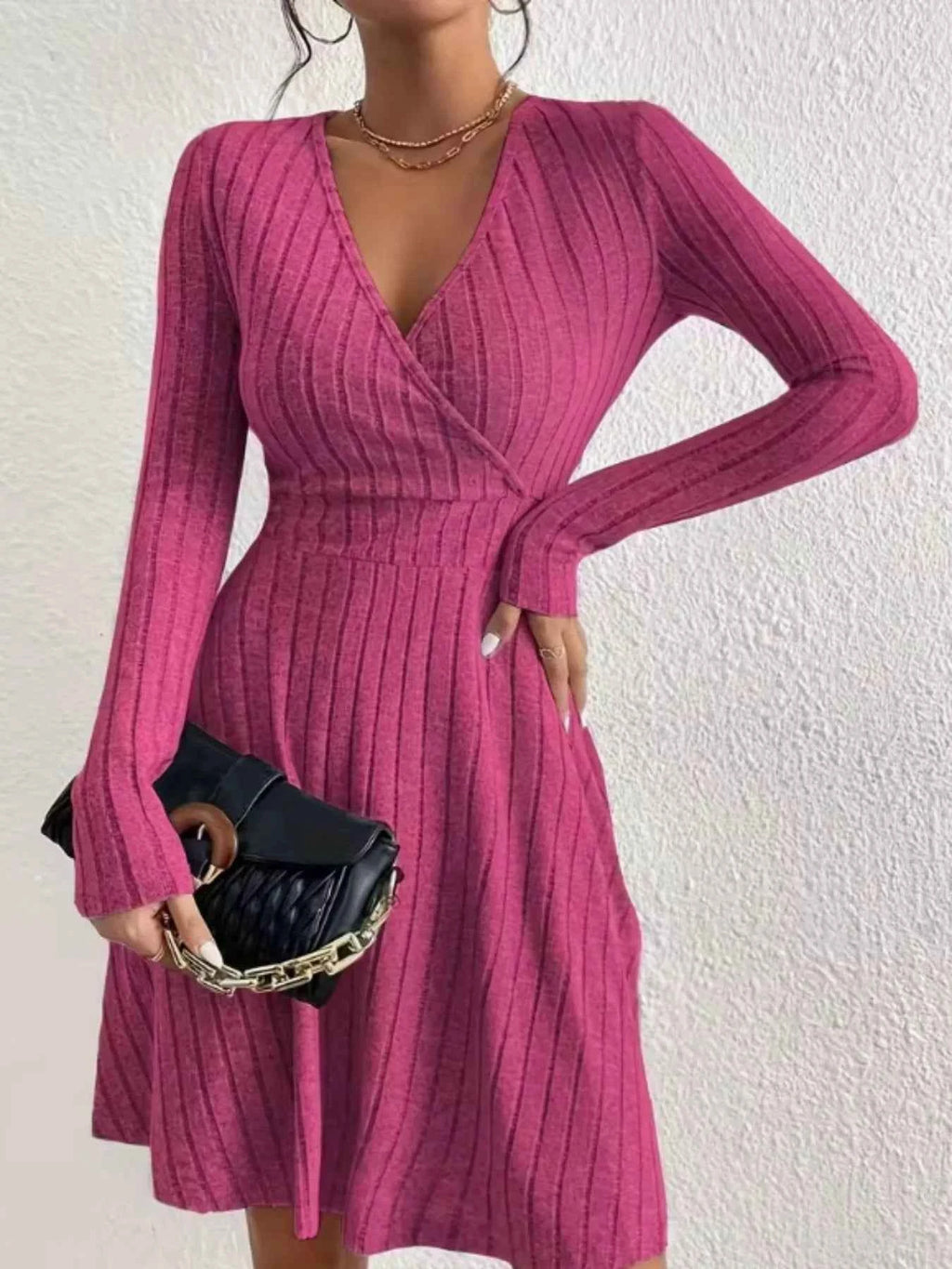 Ribbed Knit Wrap Dress for Effortless Style and Comfort