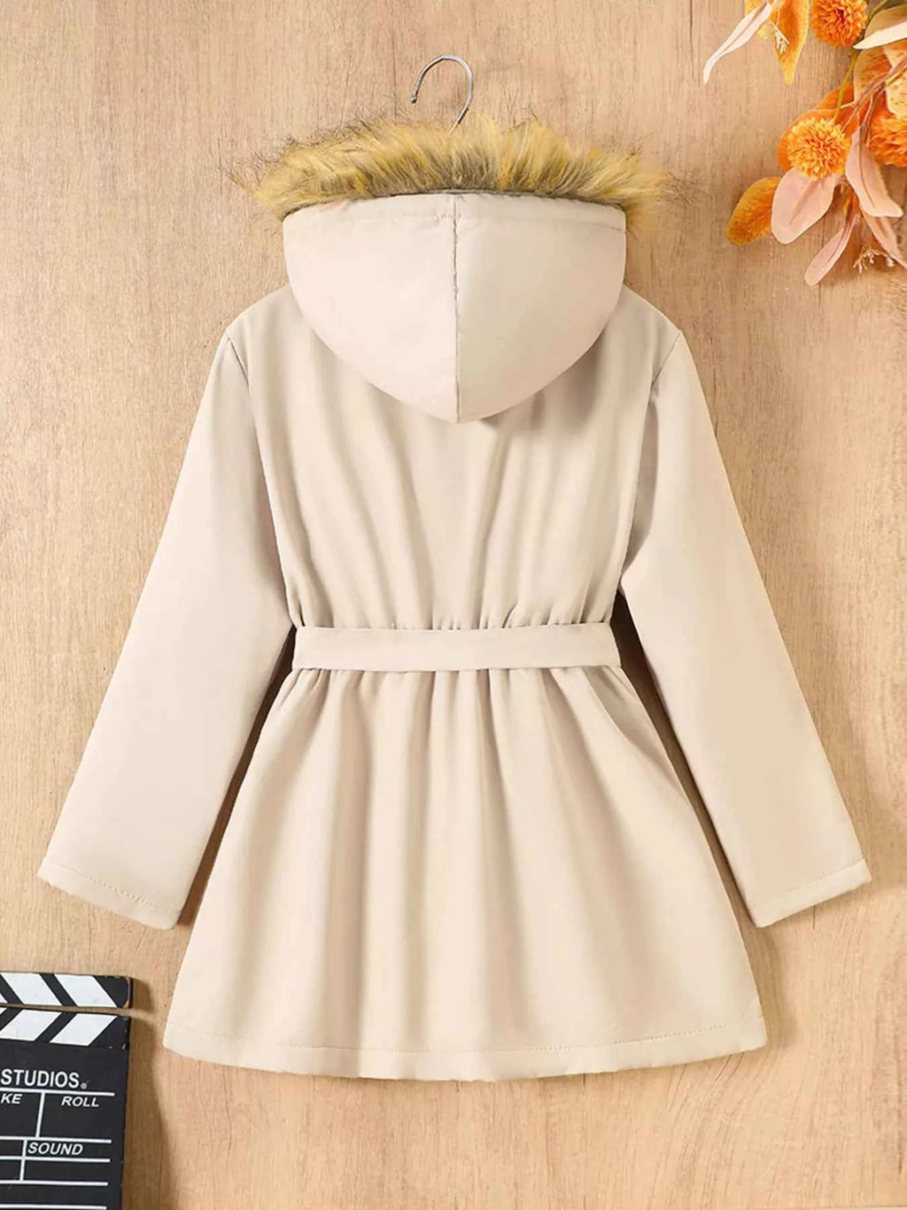Children's Faux Fur Outerwear with Hood and Tie Waist for Stylish Comfort - Nico`s Store
