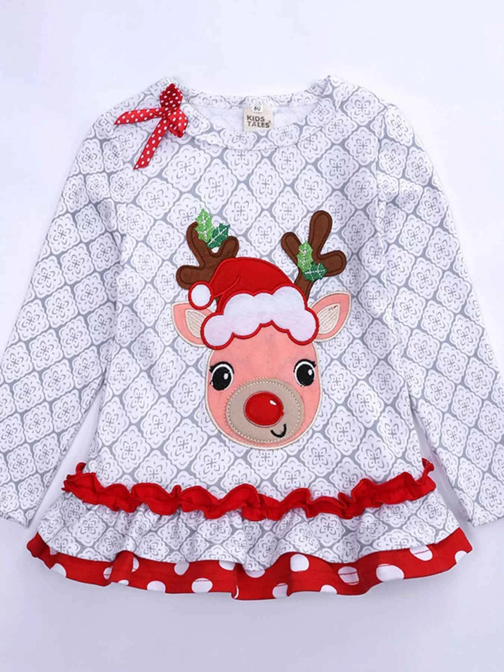 Children's Christmas Reindeer Outfit Set with Ruffle Trim - Nico`s Store