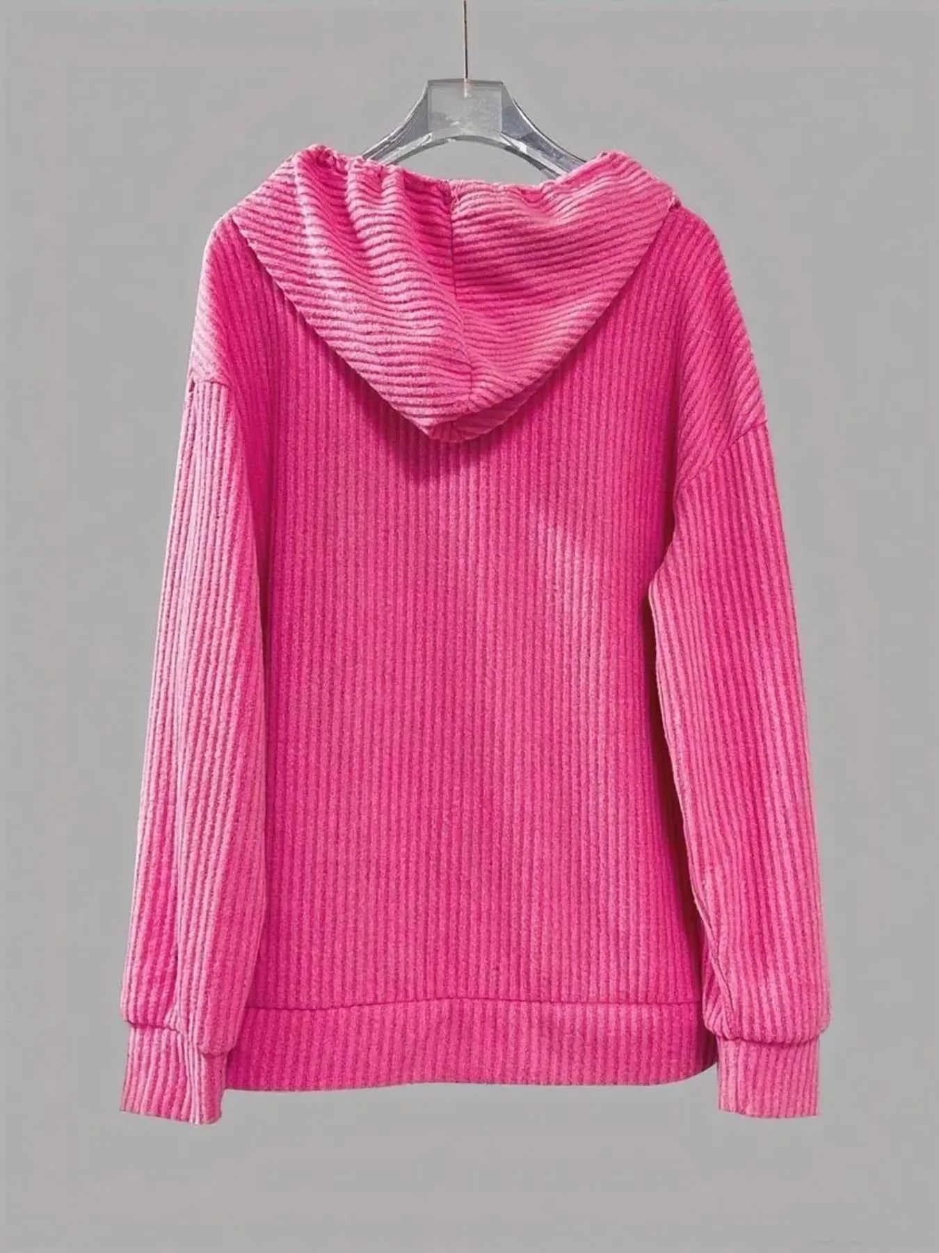 Button-Front Drawstring Hoodie