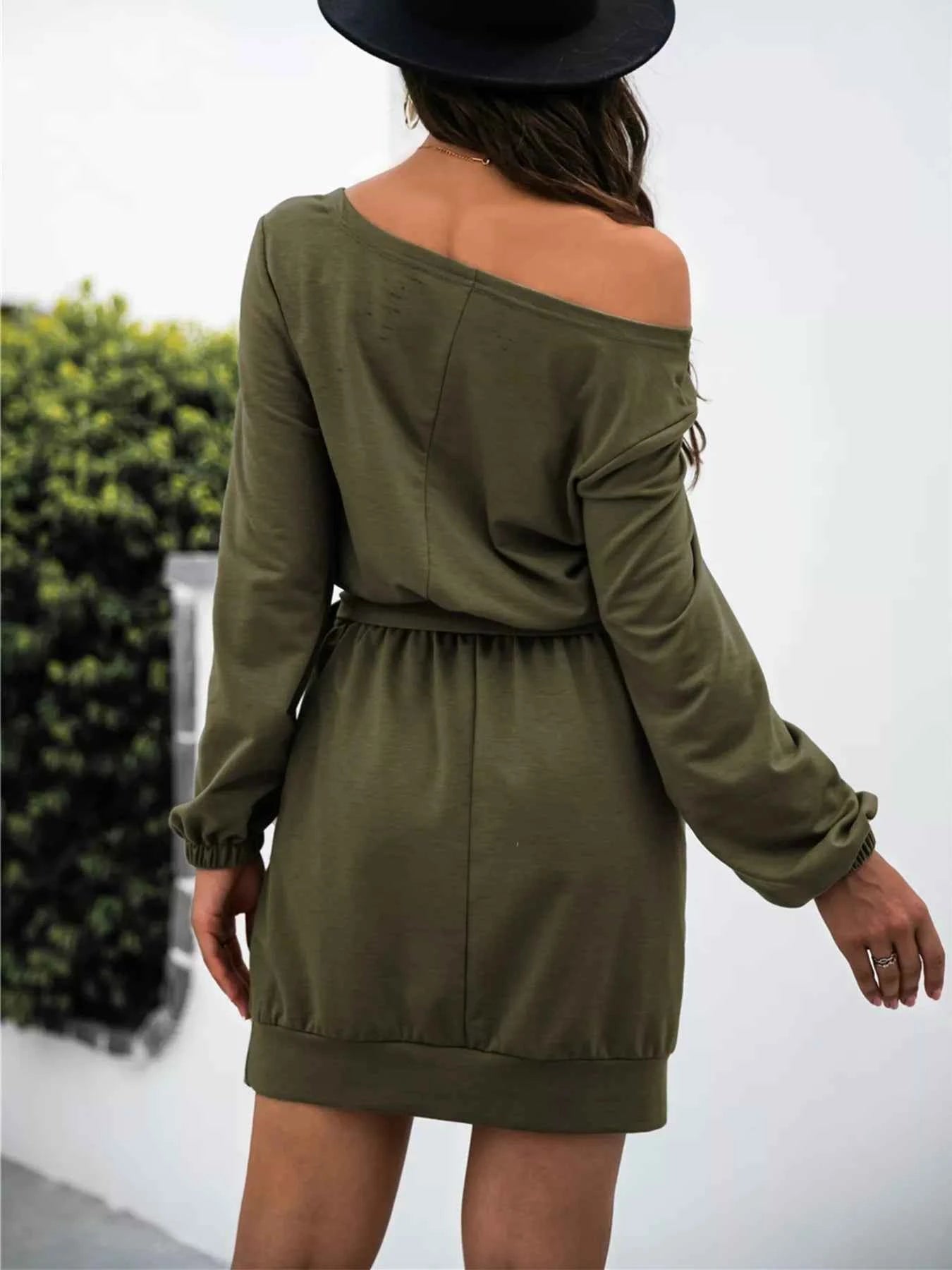 One Shoulder Tie Waist Dress for Effortless Style and Elegance