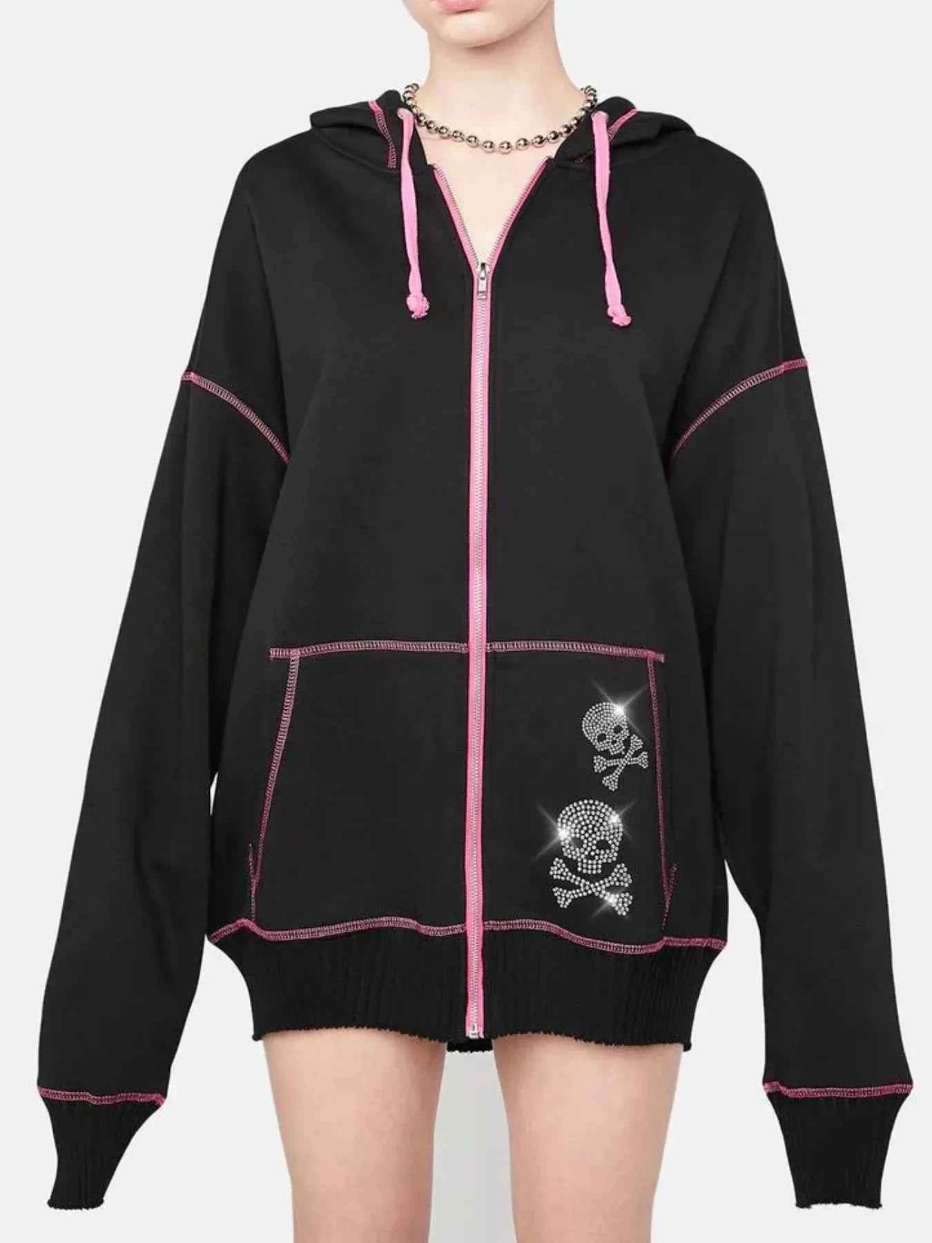 Halloween Zip-Up Hoodie with Drawstring Design - Nico`s Store