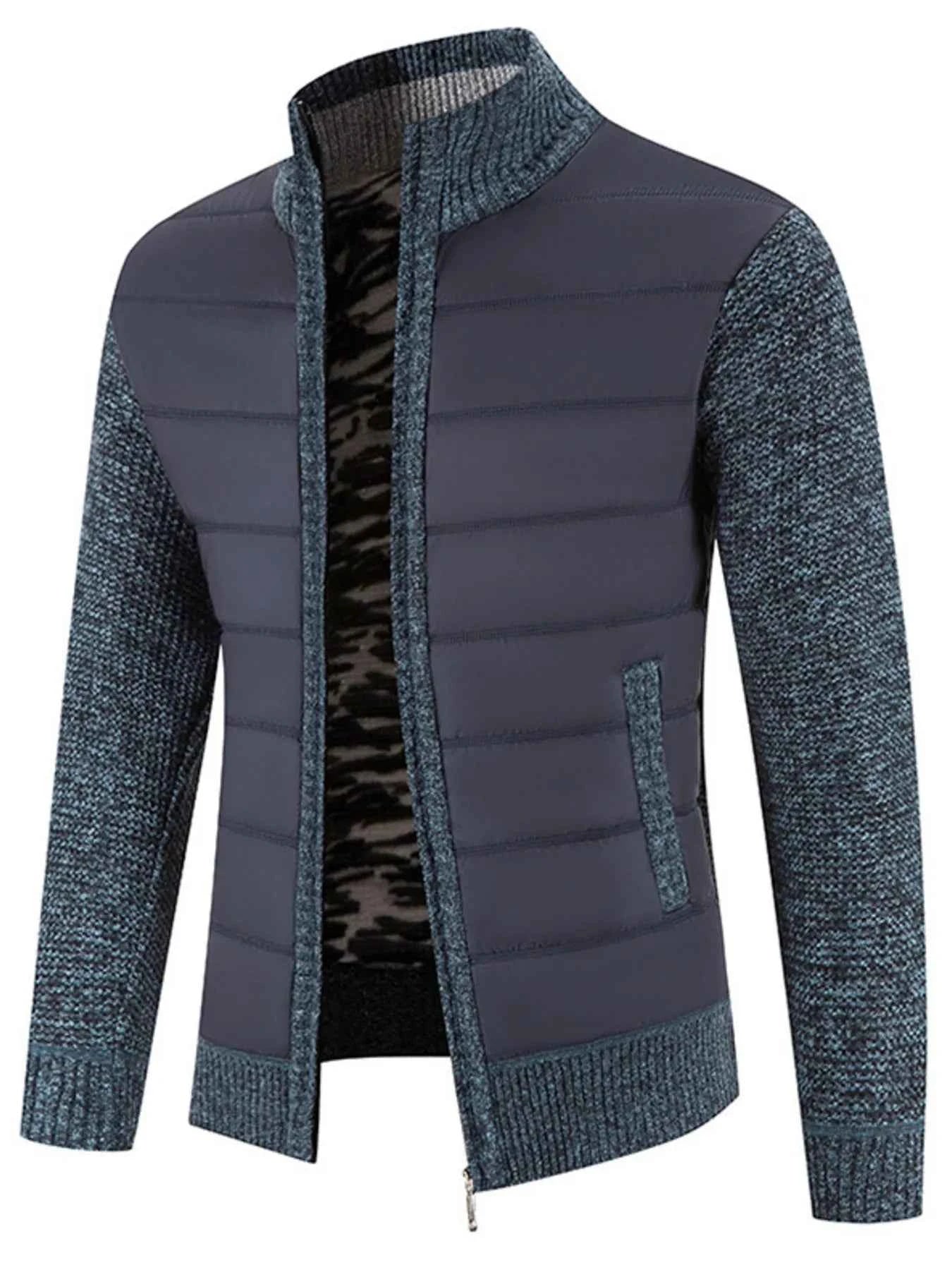 Men's Plus Size Bomber Jacket - Quilted Knit with Stand Collar for Comfort and Style - Nico`s Store