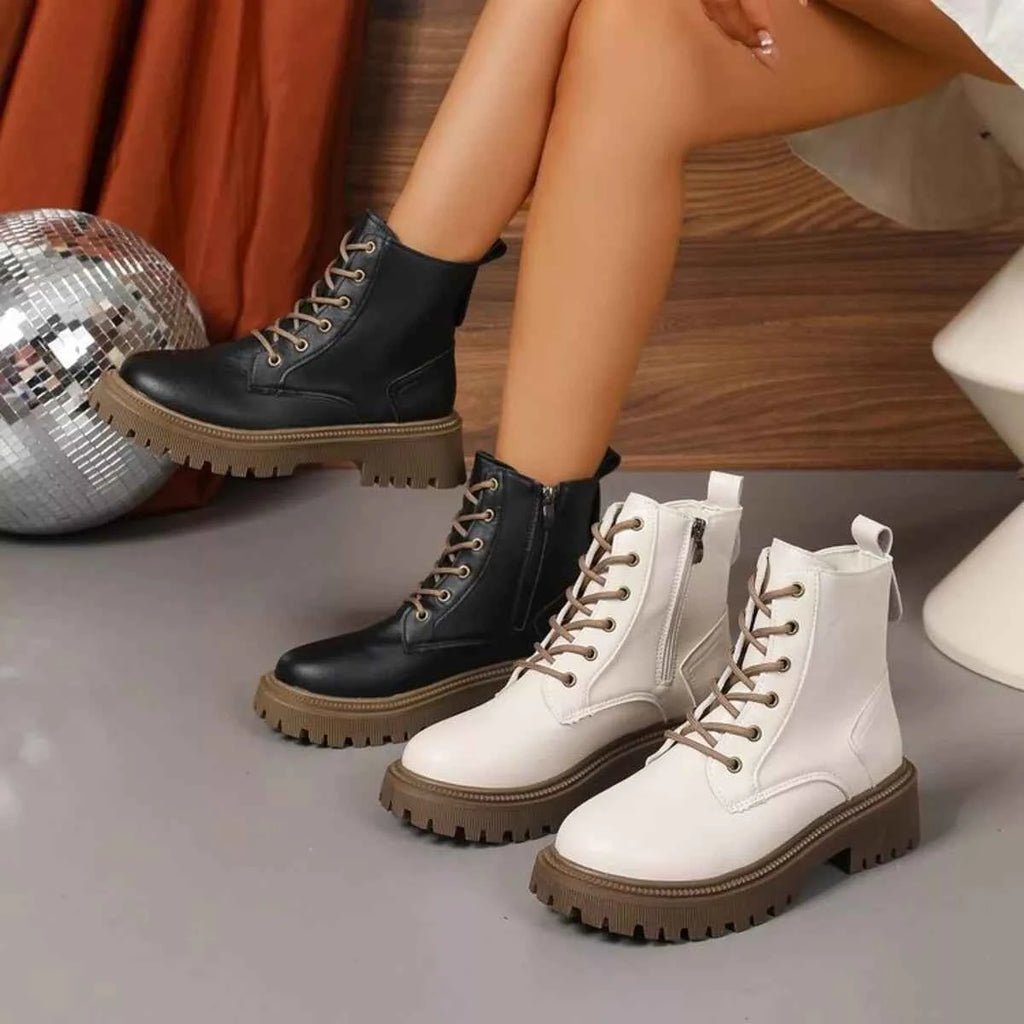 Lace Up Round Toe Boots for Stylish Comfort and Durability