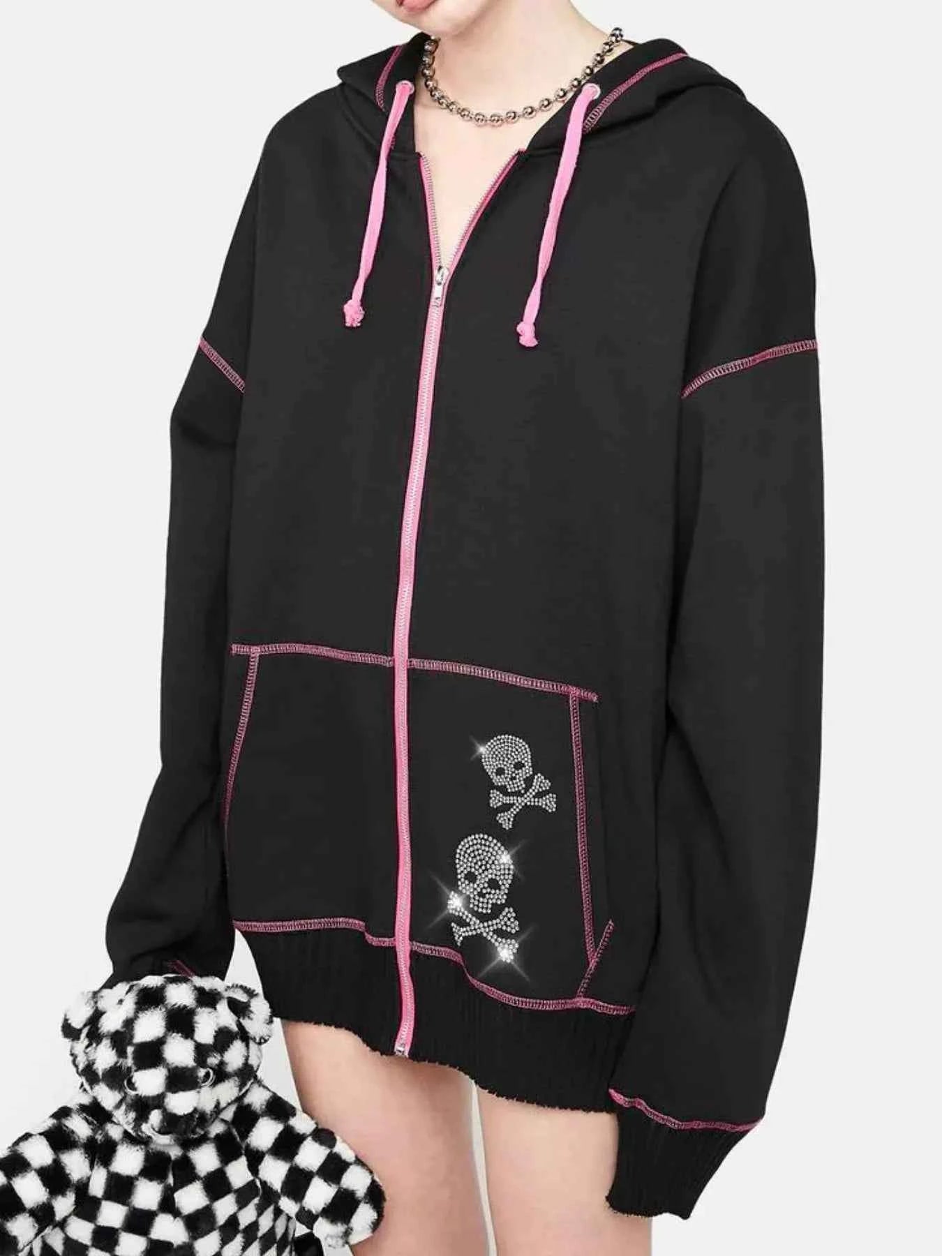 Halloween Zip-Up Hoodie with Drawstring Design - Nico`s Store