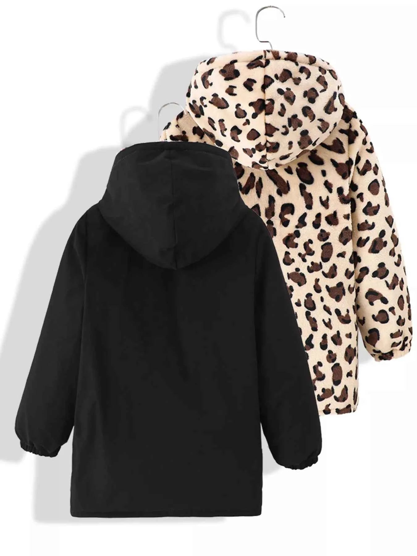 Children's Warm Leopard Jacket with Hood and Lined Interior - Nico`s Store