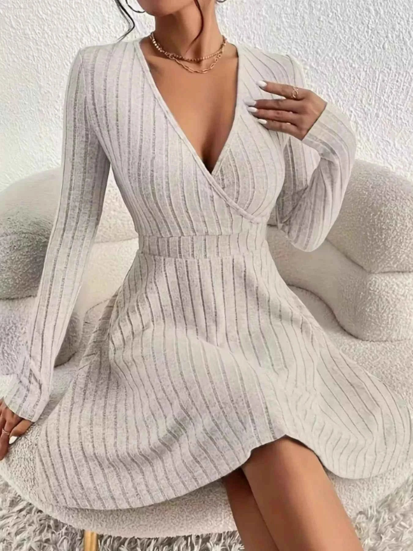 Ribbed Knit Wrap Dress for Effortless Style and Comfort