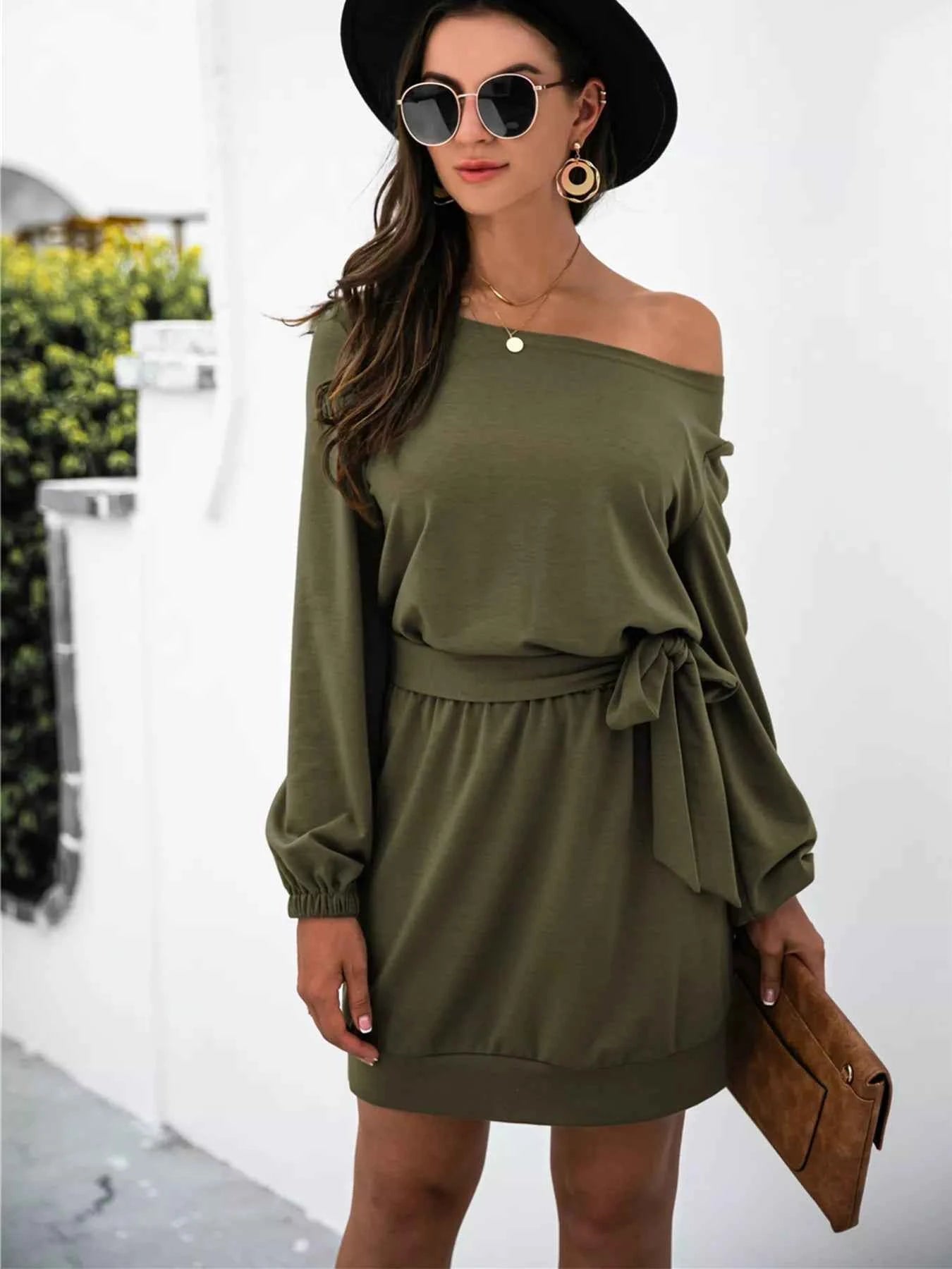 One Shoulder Tie Waist Dress for Effortless Style and Elegance