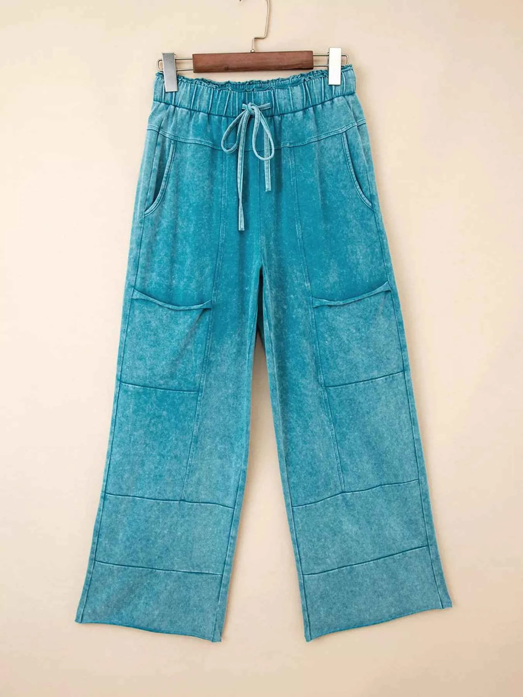 Mineral Wash High Waist Pants with Patched Pockets for Stylish Comfort - Nico`s Store