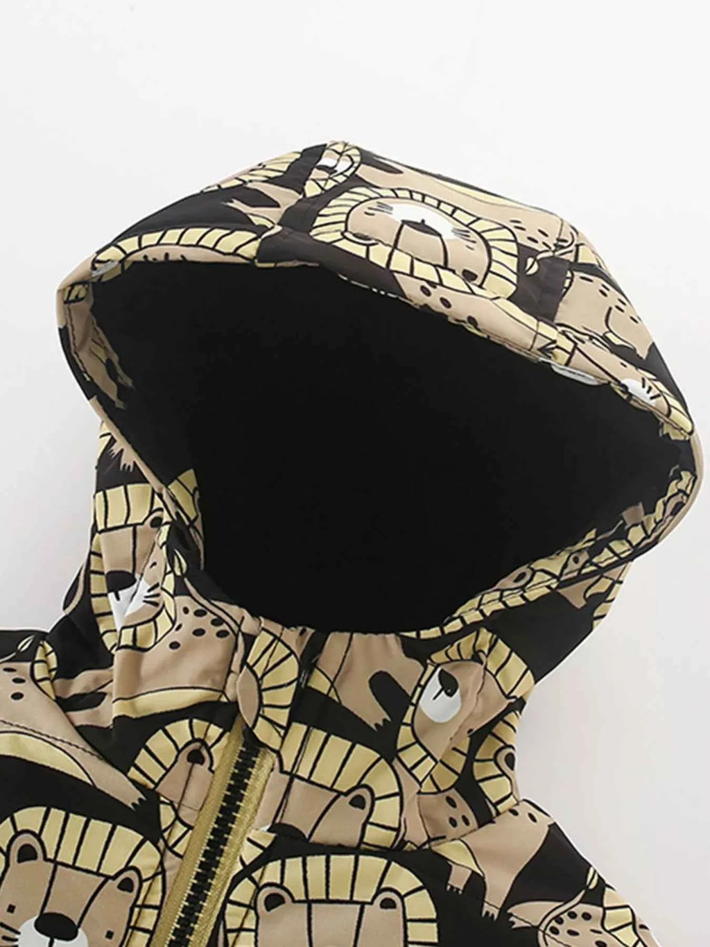 Children's Lion Print Jacket - Warm Padded Hooded Jacket for Kids