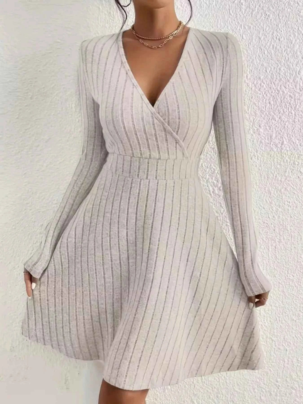 Ribbed Knit Wrap Dress for Effortless Style and Comfort