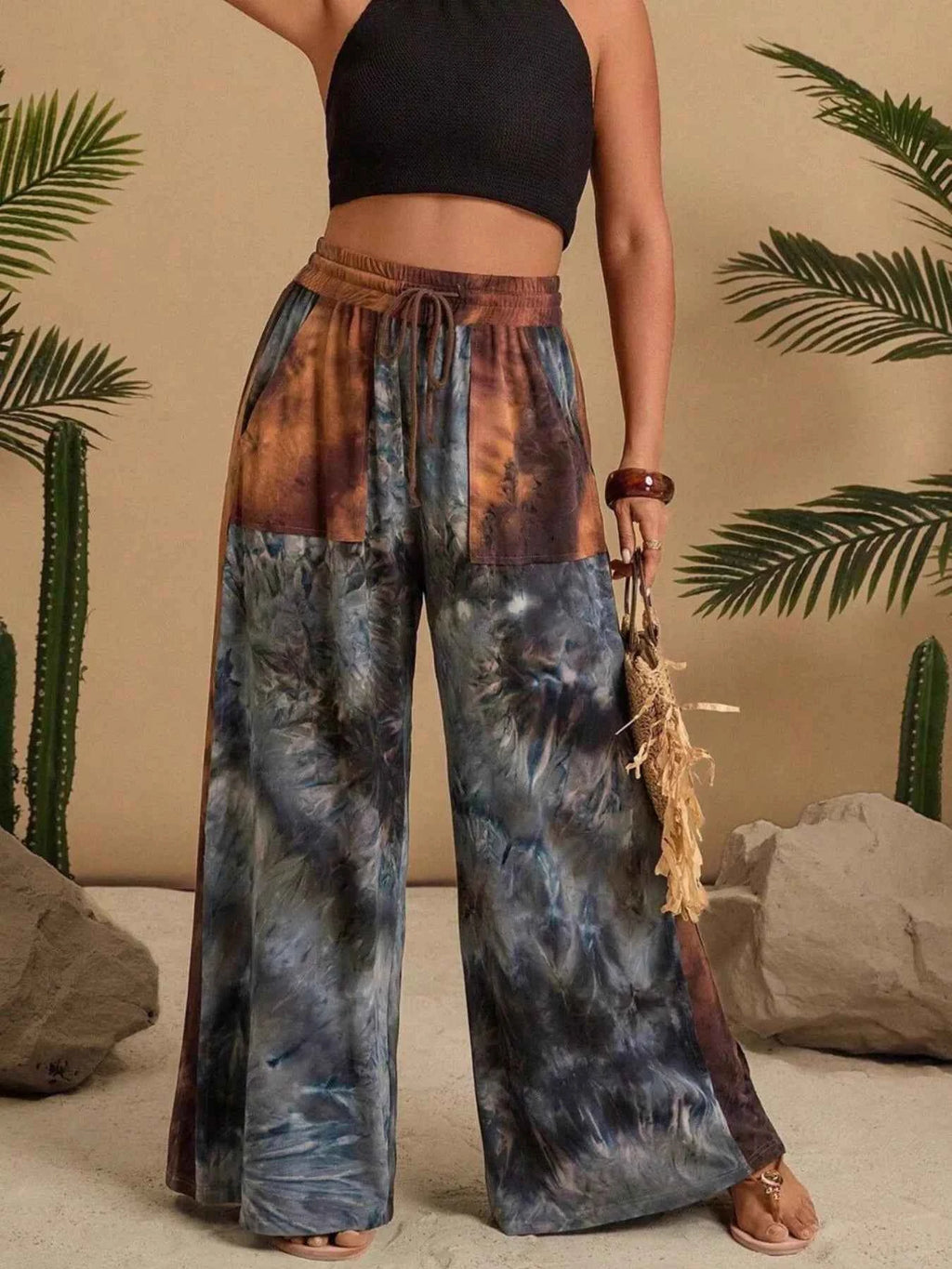 Full Size Plus Size Tie-Dye Wide Leg Pants for Effortless Style
