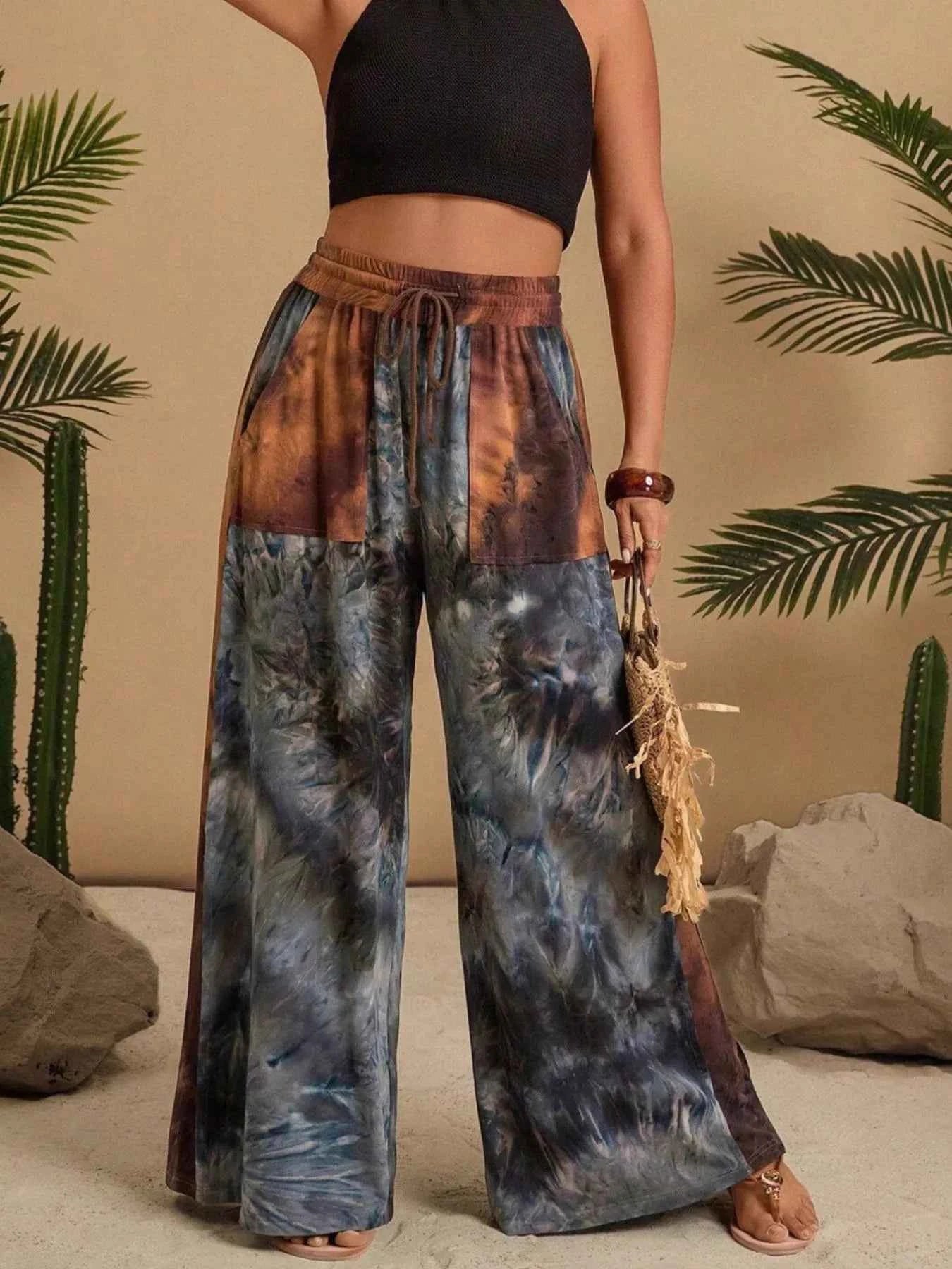 Full Size Plus Size Tie-Dye Wide Leg Pants for Effortless Style