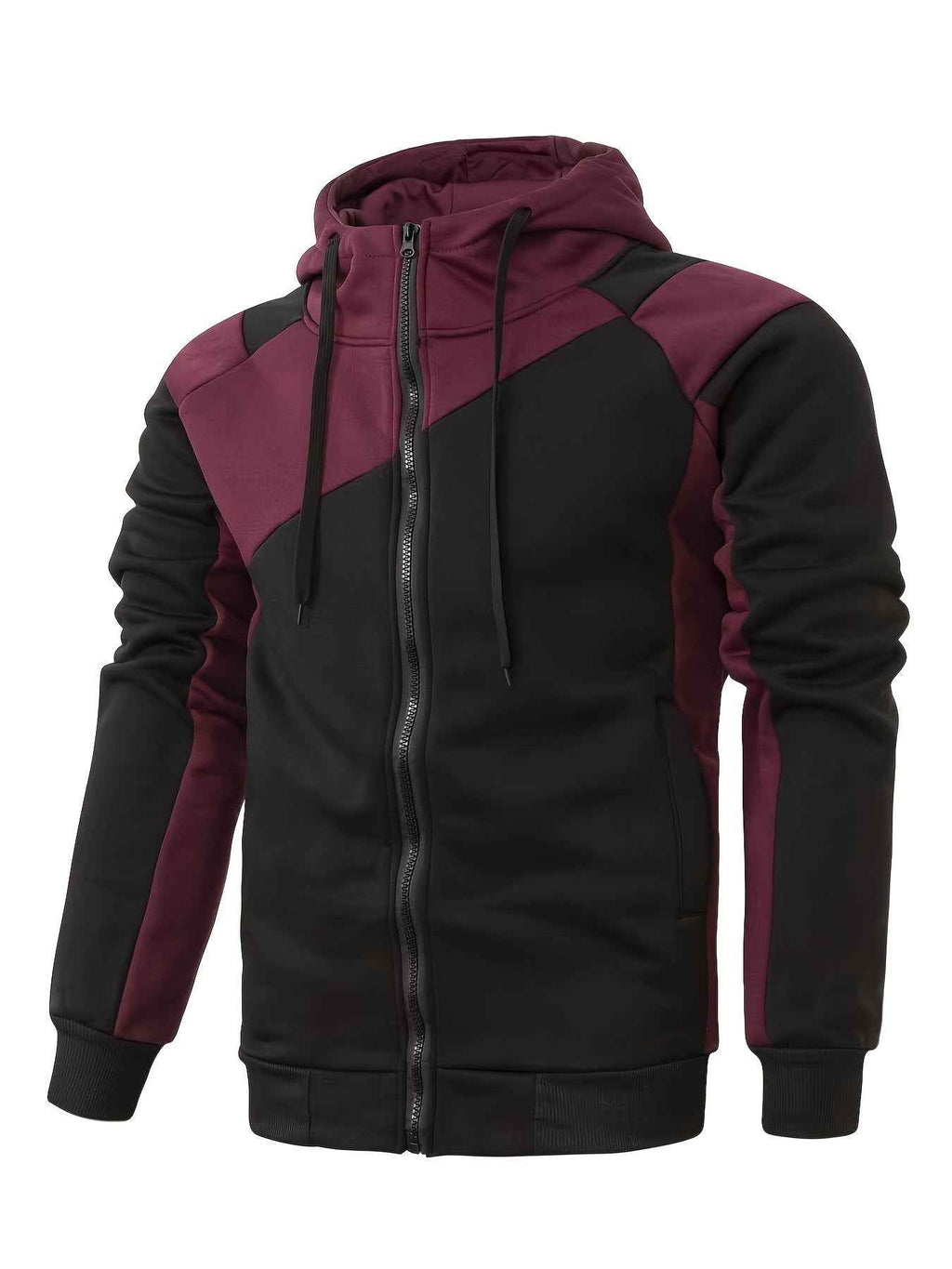 Men's Color Block Zip Up Hoodie Trendy Casual Jacket - Nico`s Store
