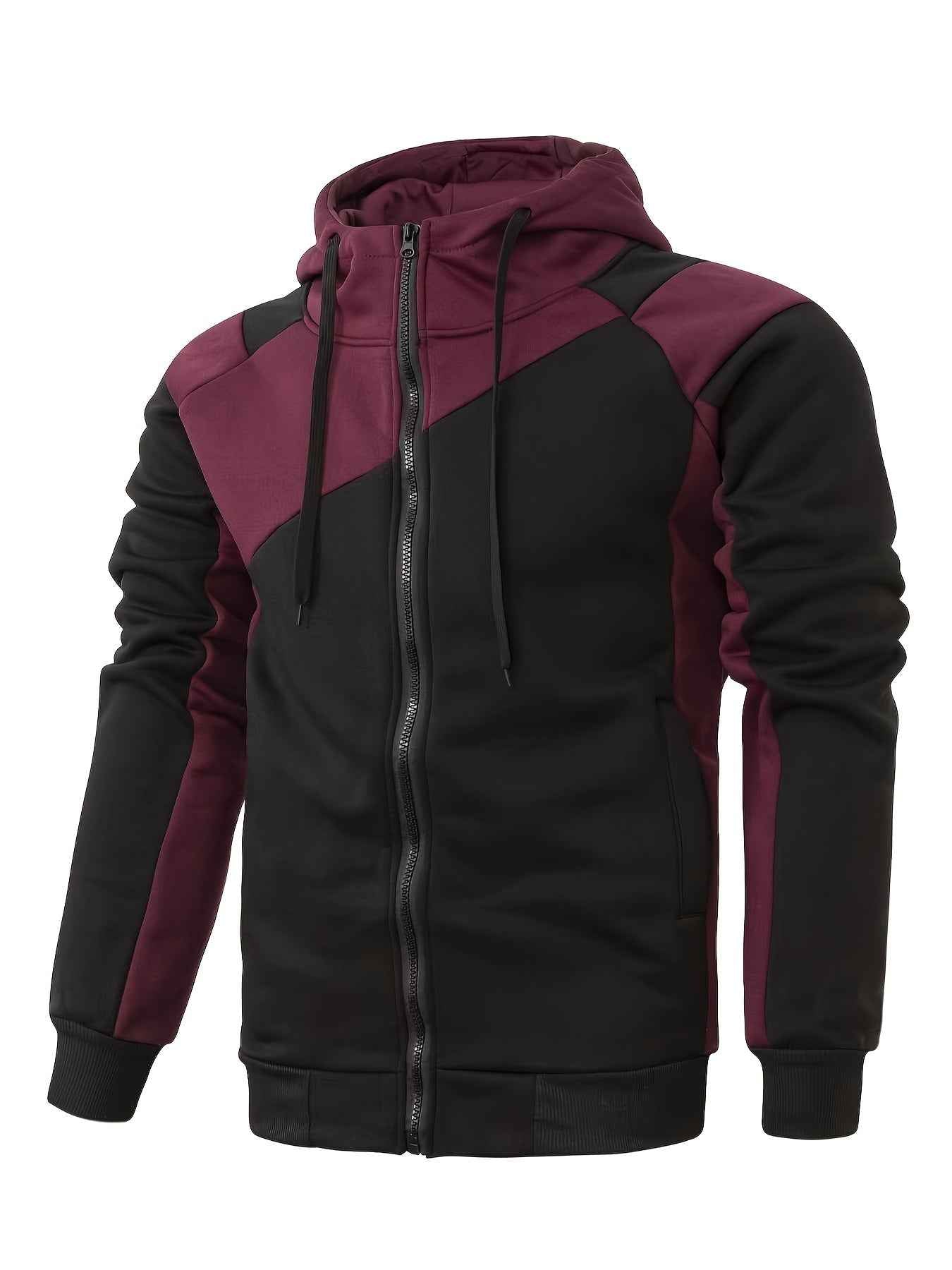 Men's Color Block Zip Up Hoodie Trendy Casual Jacket - Nico`s Store