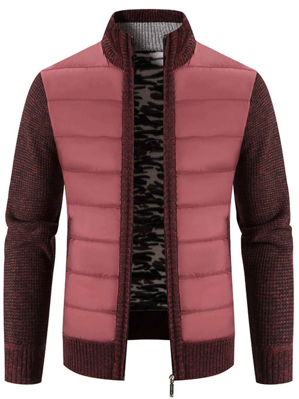 Men's Plus Size Bomber Jacket - Quilted Knit with Stand Collar for Comfort and Style - Nico`s Store