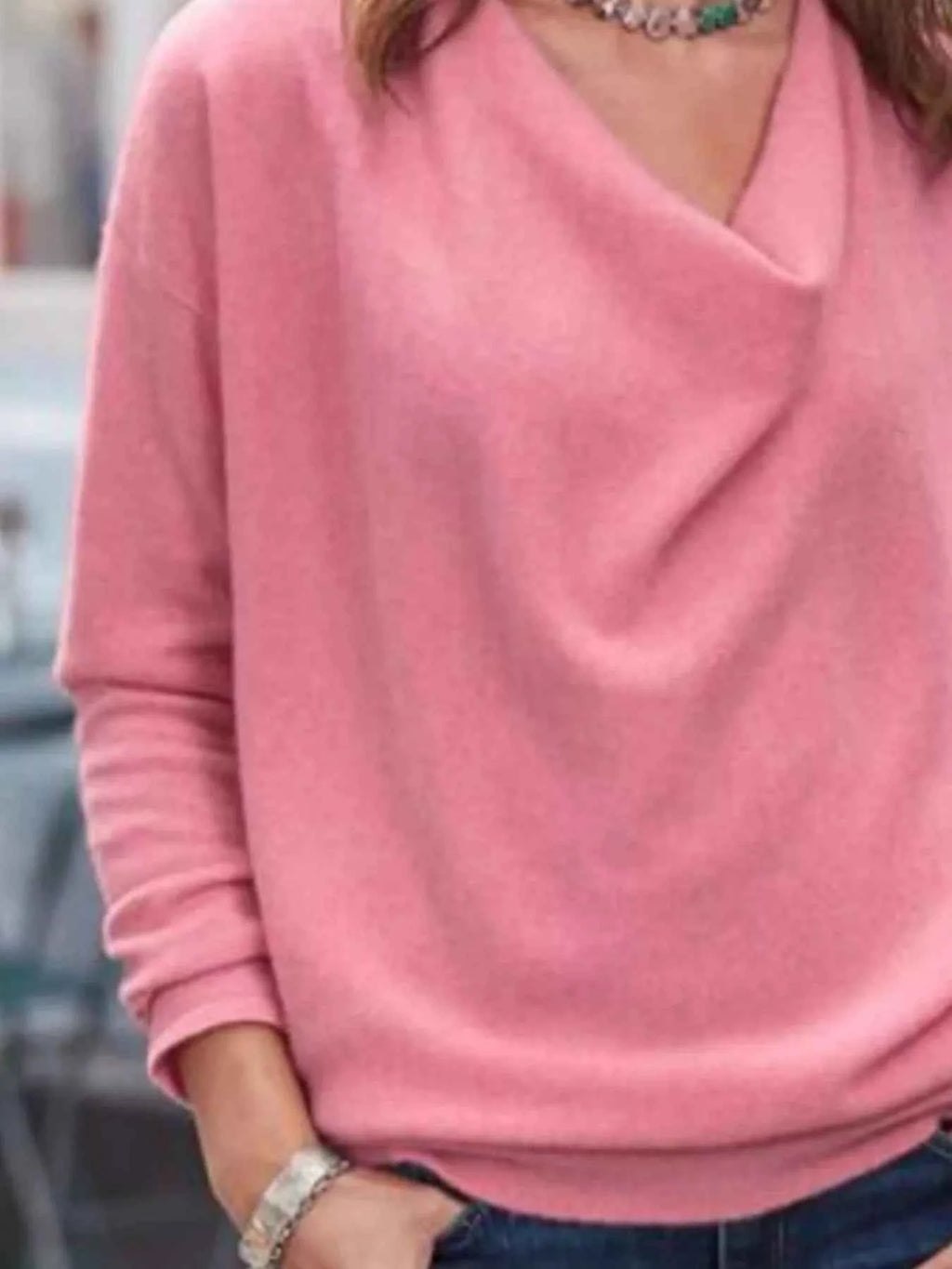 Full Size Plus Size Cowl Neck Long Sleeve Top - Perfectly Flattering Plus Size Cowl Neck Top