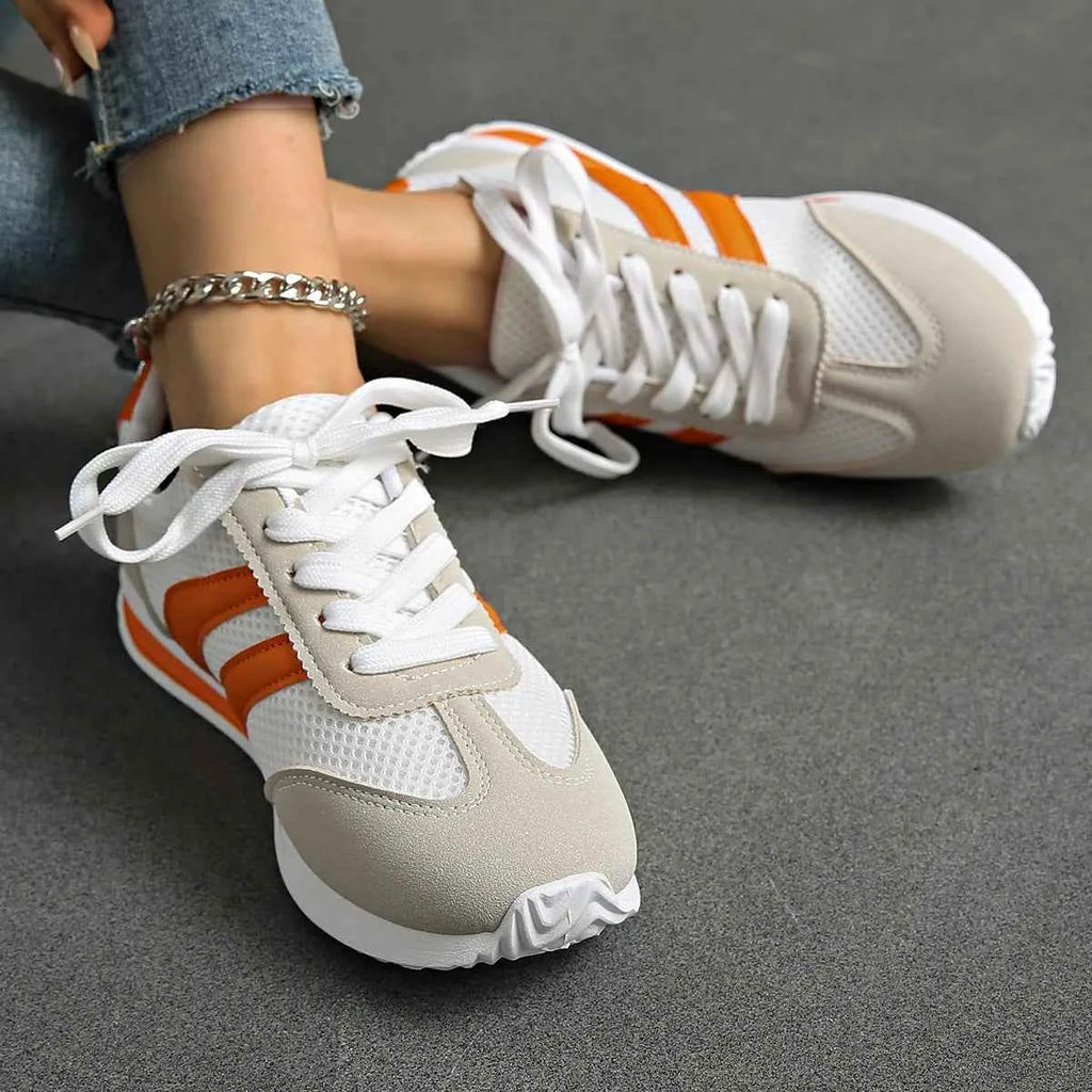 Striped Mesh Lace Up Sneakers Nico's store - Nico`s Store