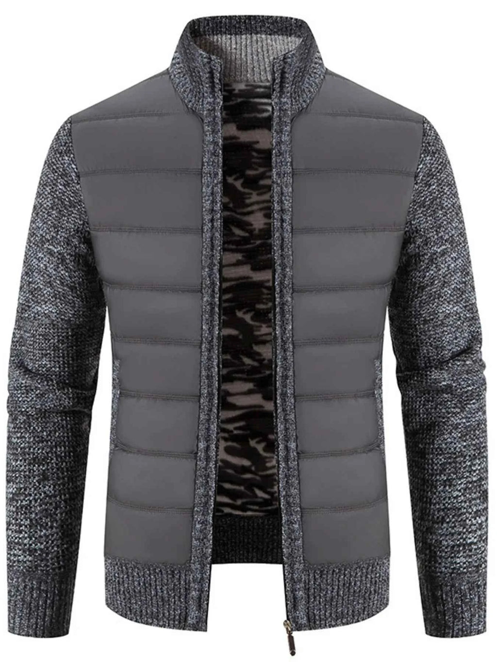 Men's Plus Size Bomber Jacket - Quilted Knit with Stand Collar for Comfort and Style - Nico`s Store