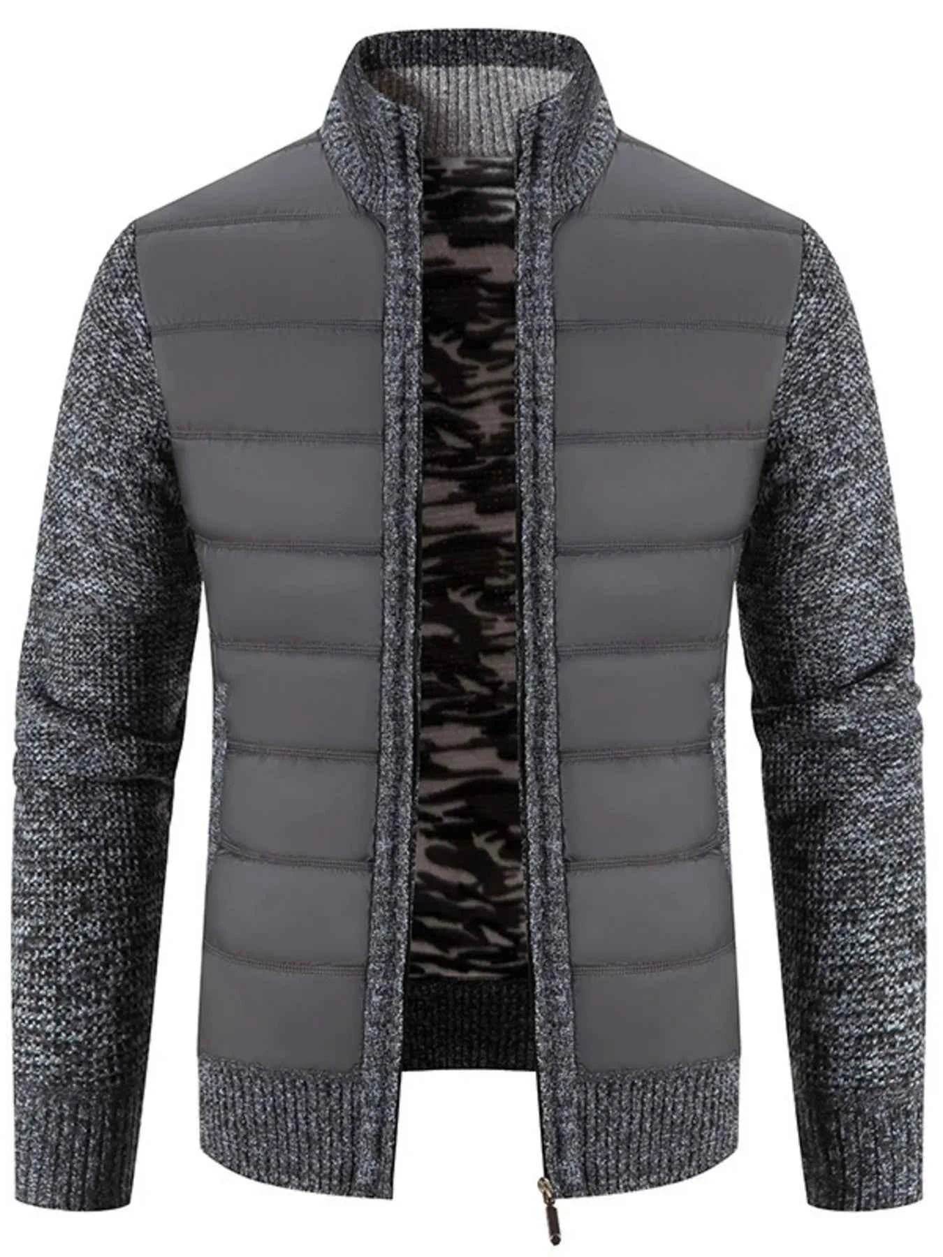 Men's Plus Size Bomber Jacket - Quilted Knit with Stand Collar for Comfort and Style - Nico`s Store