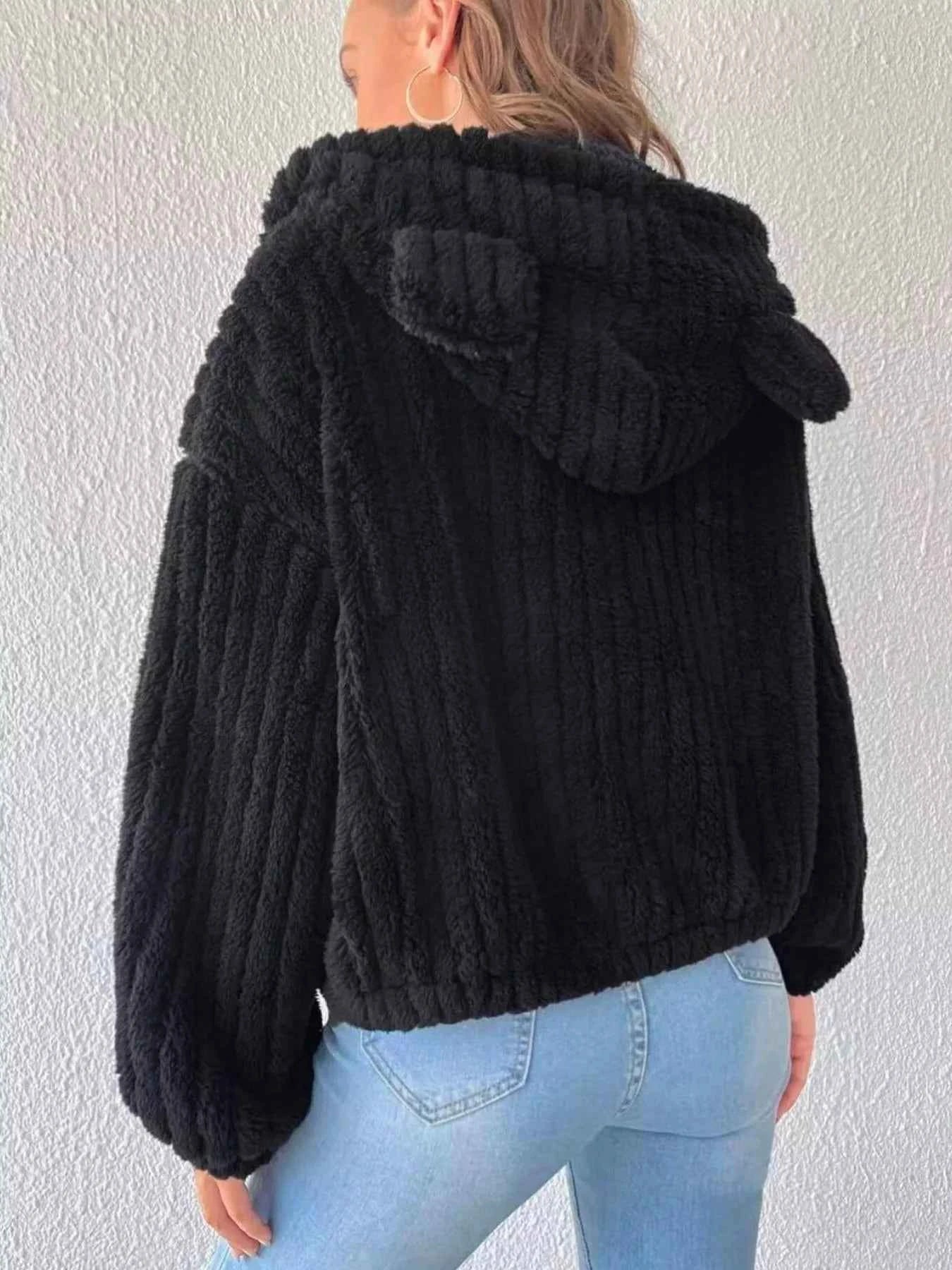 Teddy Bear Ear Hooded Fleece Outerwear - Nico`s Store