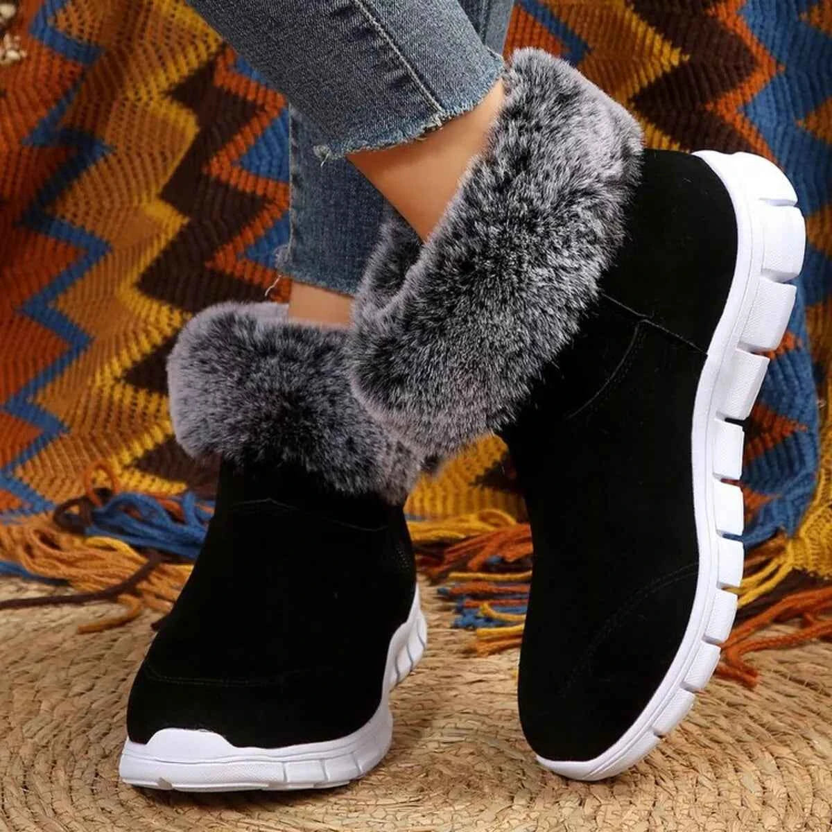 Side Zip Faux Fur Boots from Nico's store - Nico`s Store