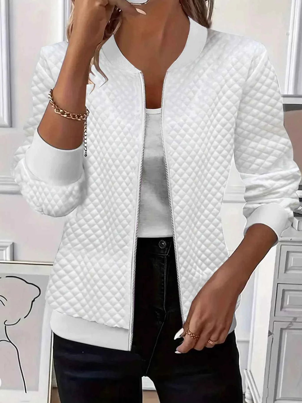 Textured Zip Up Jacket for Stylish Layering - Nico`s Store