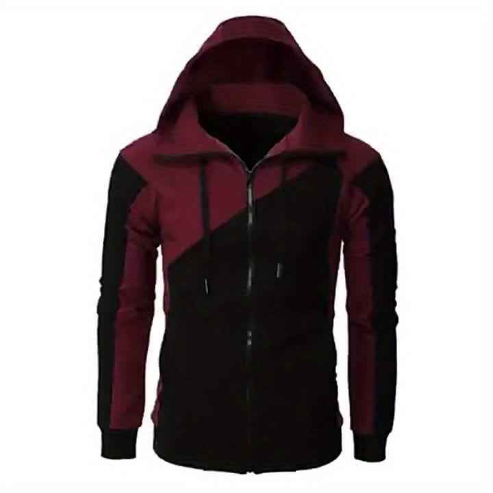 Men's Color Block Zip Up Hoodie Trendy Casual Jacket - Nico`s Store