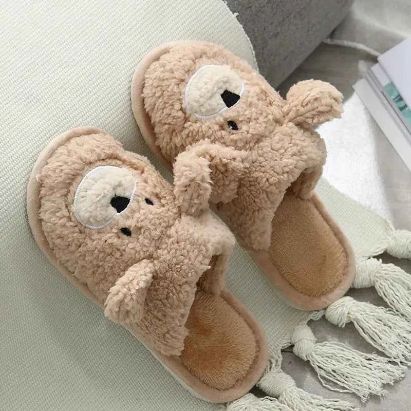 Cute Bear Plush Winter Slippers for Home Warmth - Nico`s Store