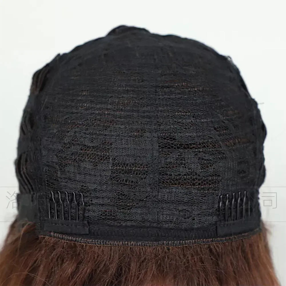 Women's Short Bob Synthetic Wig with Side Part Slanted Bangs – Transparent Lace Cap, High-Temperature Fiber, Small Size H2cd5195e8aa54109800936c35e638662u