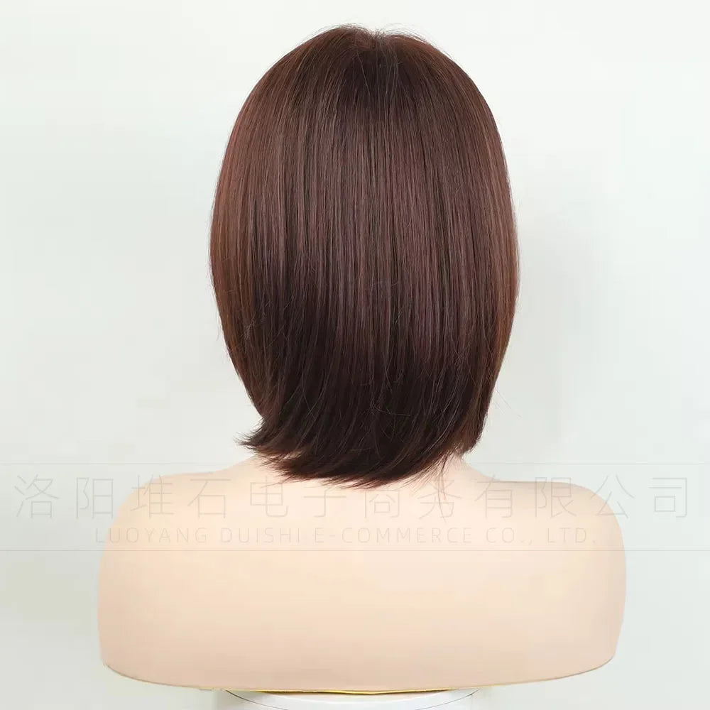 Women's Short Bob Synthetic Wig with Side Part Slanted Bangs – Transparent Lace Cap, High-Temperature Fiber, Small Size H5dc2f620b66d4ae4a29004cef7536b1dM