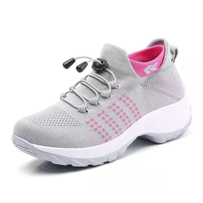 Women's Knit Sneakers with Thick Wedge Sole – Style 1855 - Nico`s Store