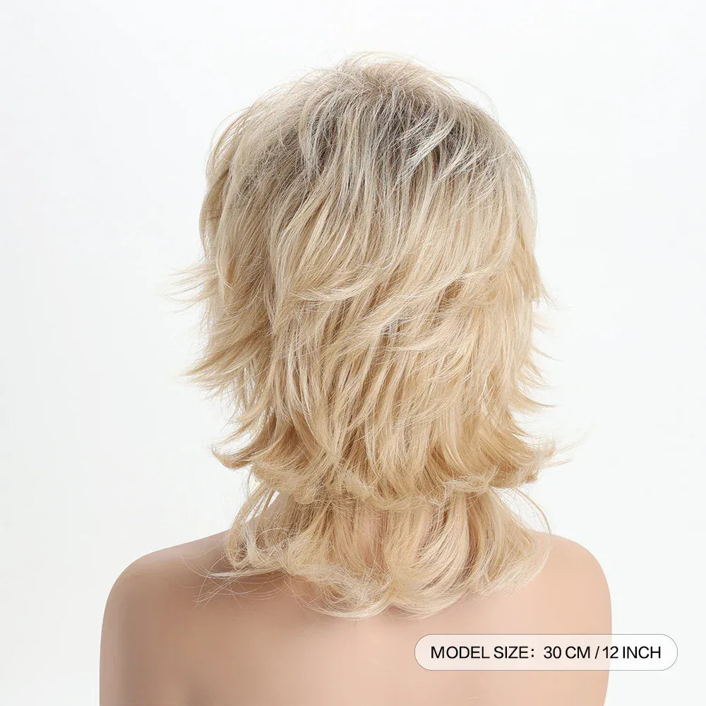 Short Natural Wigs with Bangs - Soft Brown Ombre Curly Synthetic Hair for Daily Use and Costume Parties S0596a926204d415f8aa1f085b018c691g