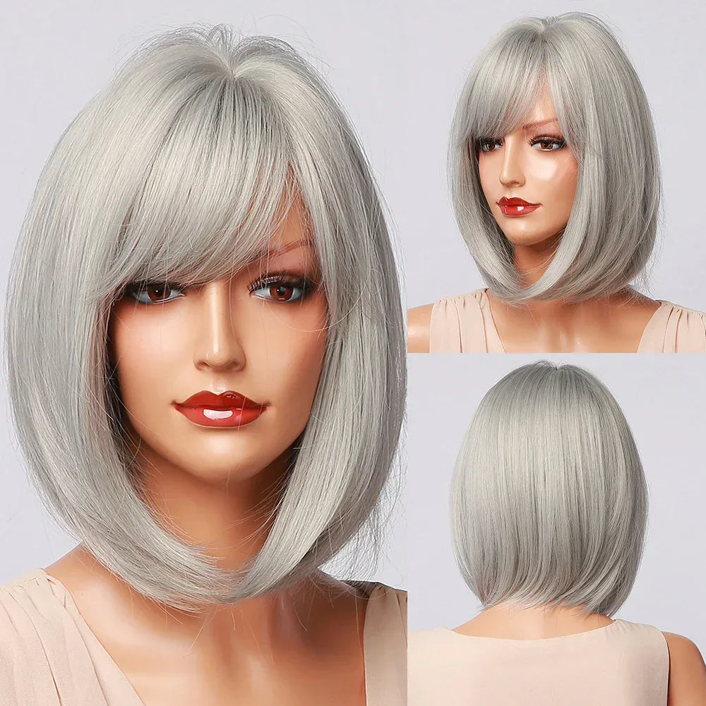 LOUIS FERRE Pink Straight Bob Wig for Women - Short Synthetic Wig with Bangs, Cute Heat Resistant Cosplay Hairstyle SS180-2 S0c5921f50dbe409caecb96a4f3732987v