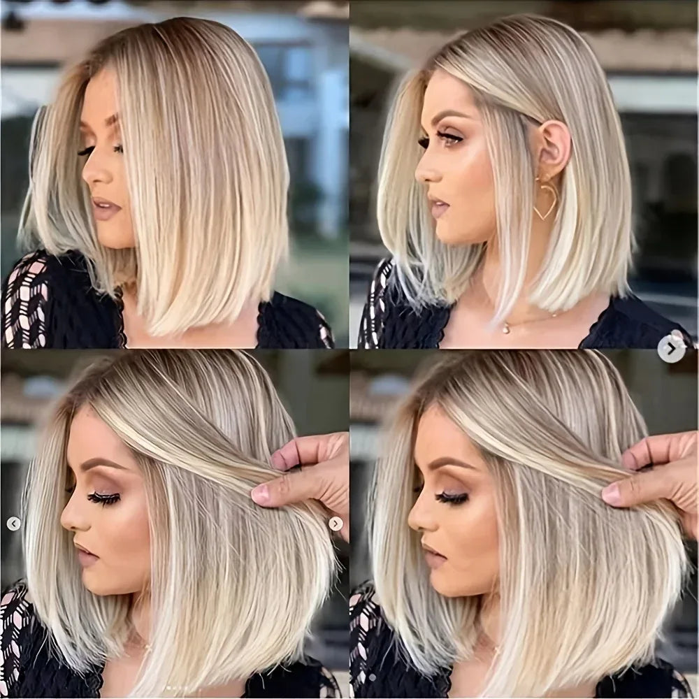 Ombre Bob Wig - Stylish Middle Part Synthetic Hair for Cosplay, Parties and Daily Wear S112897f8790b48a7bd25b324229dc78dH