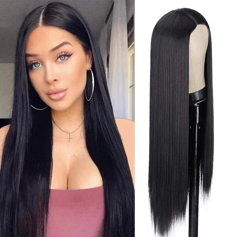 Silvery Gray Ombre Wig - Layered Short Wavy Bob with Curtain Bangs for Women Natural Black 22inches 1pc S29973e224ea64d8a9b6bd5f753be5c89K