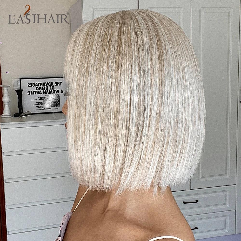 Synthetic Bob Wigs for Women - Short Straight Light Blonde Beige Natural Hair Wigs for Daily Cosplay, Heat Resistant S488ac07f11424846bc0e47a17100396cE