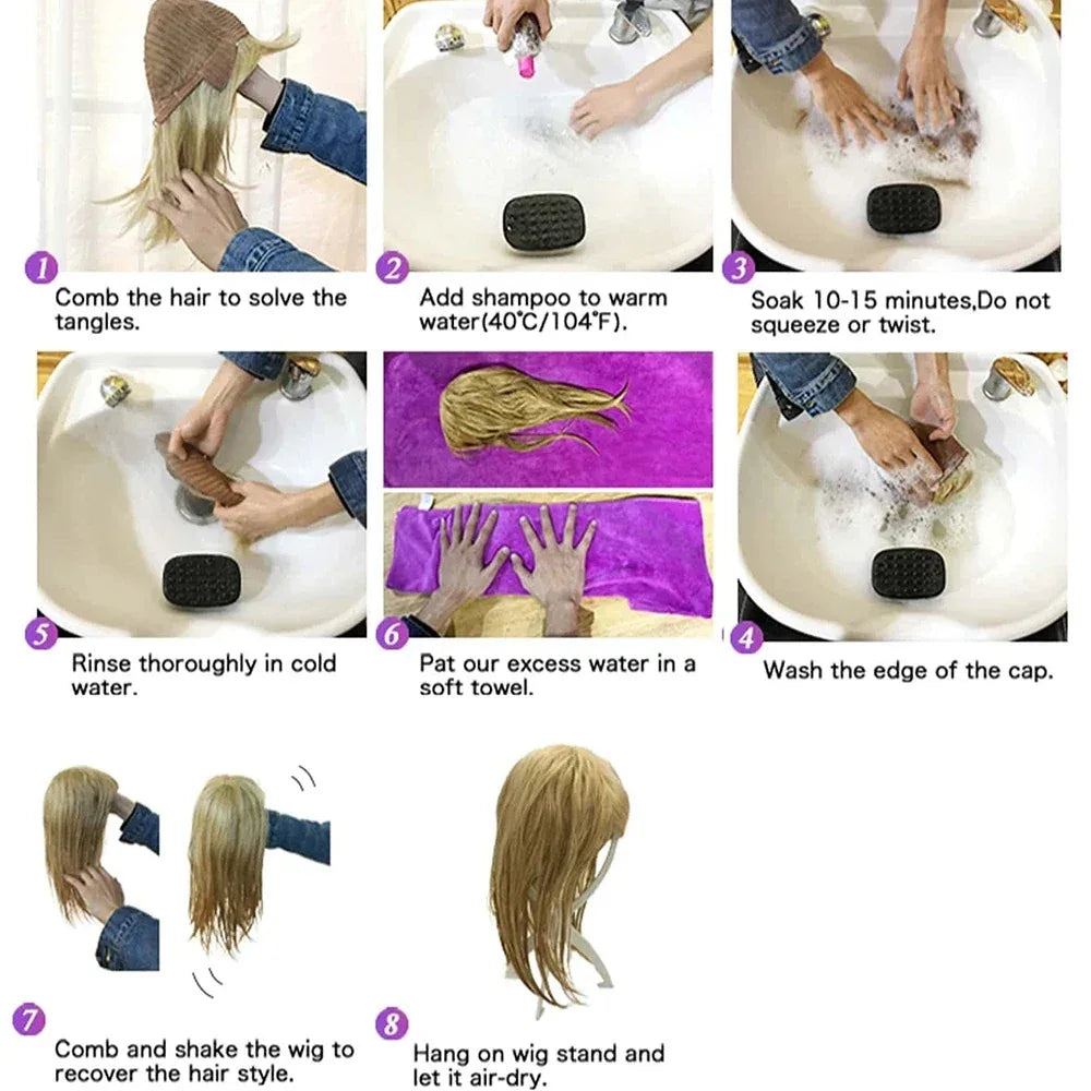 Short Natural Wigs with Bangs - Soft Brown Ombre Curly Synthetic Hair for Daily Use and Costume Parties S5590680c885642faa52299b7fccb4a6bL