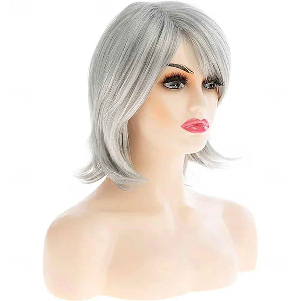 HAIRJOY Synthetic Hair Wig Short Grey Wig for Women S5b88ffc6dd91493ebb88d9f7f01f0801y