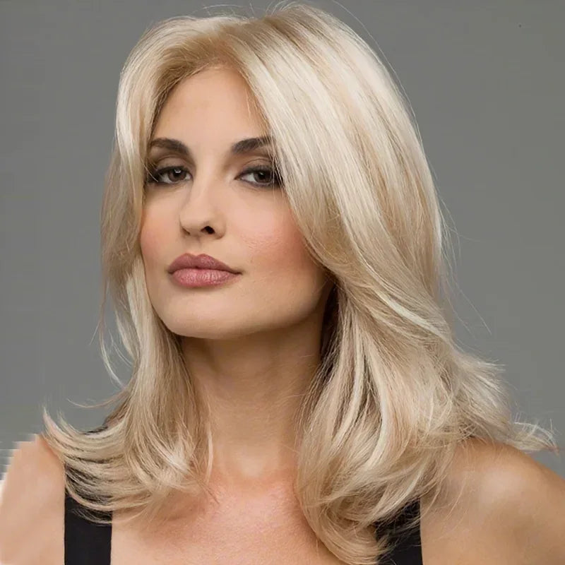 Women's Synthetic Blonde Wig - Medium Straight Hair for Everyday Dress Accessories S5f84d4f86ed949a3869f582efca8997ej