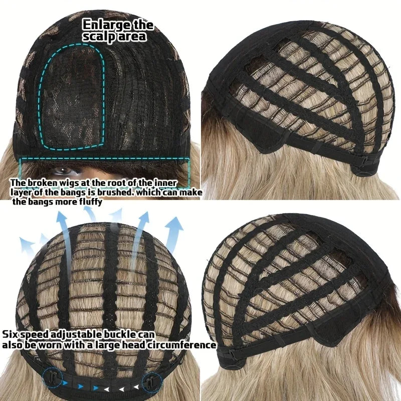 Women's Synthetic Wigs - Heat-Resistant Deep Root Natural Brown Gradient Hair Accessories for Daily Dressing S63a3d13445f8426cb26c14e240d10bbbf