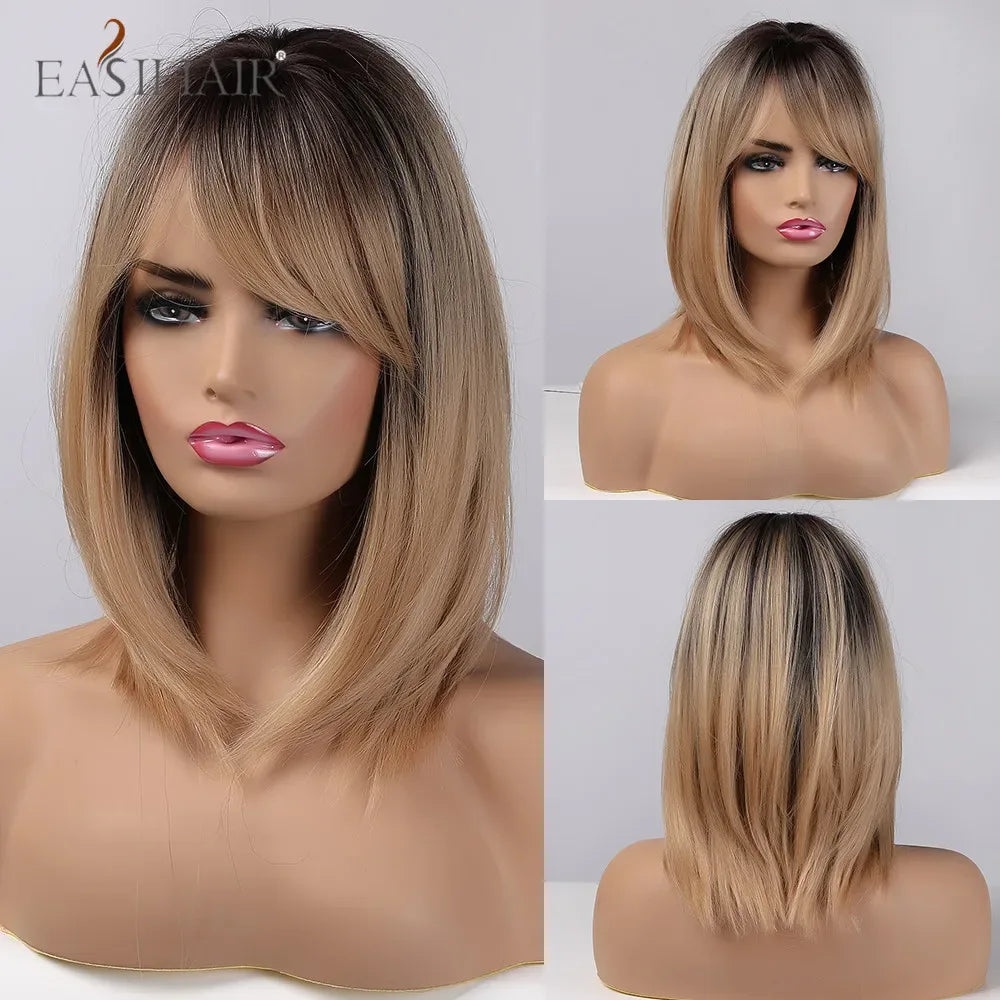 Synthetic Bob Wigs for Women - Short Straight Light Blonde Beige Natural Hair Wigs for Daily Cosplay, Heat Resistant Wig-LC341-1 S6d9a07835fbf47efaae930c8d27f94f9d