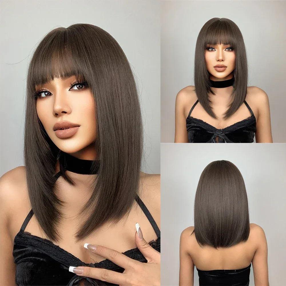 LOUIS FERRE Pink Straight Bob Wig for Women - Short Synthetic Wig with Bangs, Cute Heat Resistant Cosplay Hairstyle LC1030-1 S8ac5dd15135443caa64a134cd2a7ecc5n