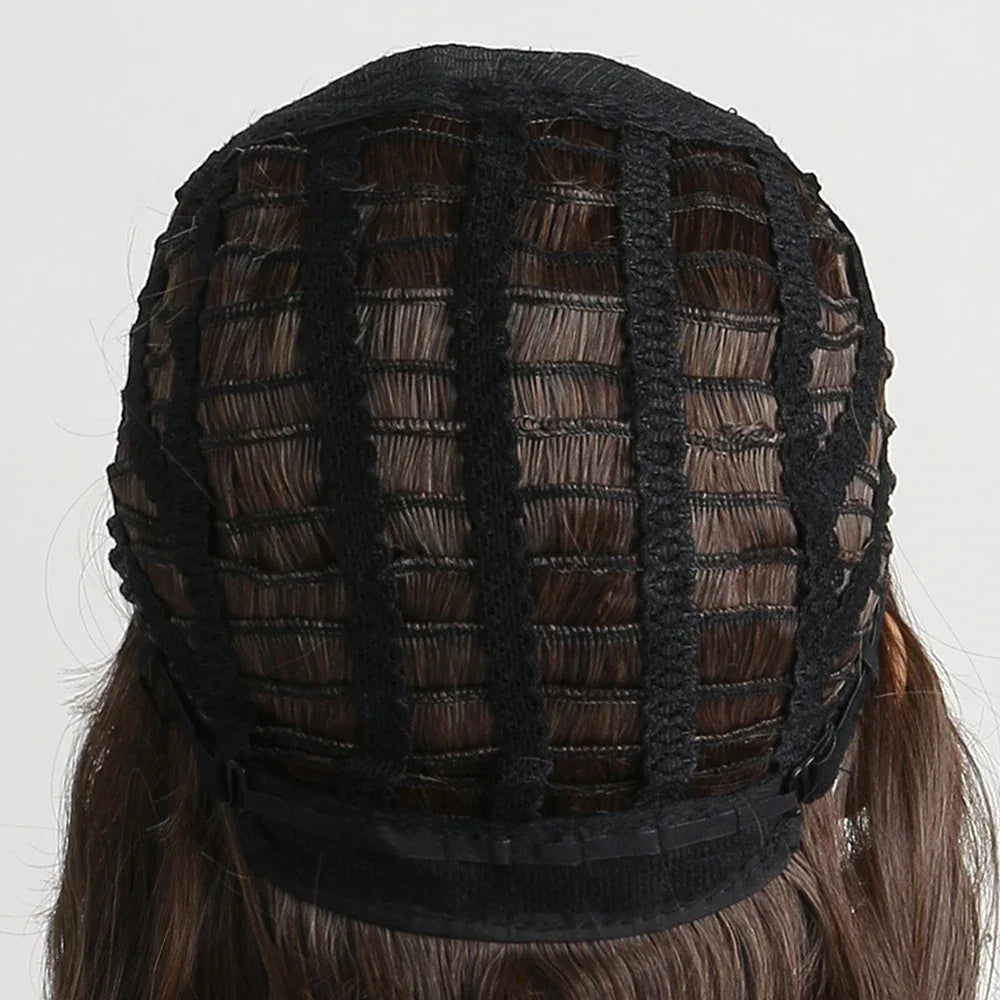 Short Brown Ombre Curly Wig with Bangs - Natural Synthetic Hair for Daily Use Sbd777e5ac39f493a83f165d3904f3b852