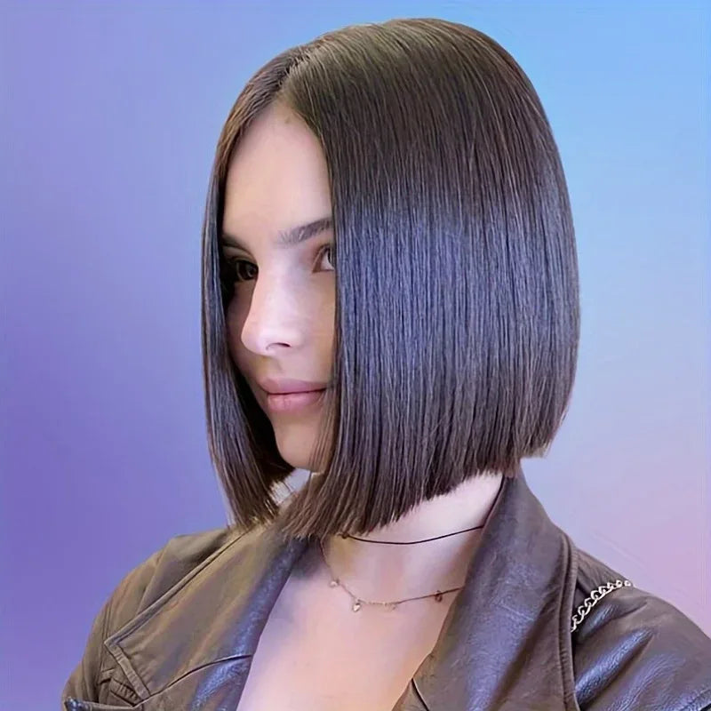 Ombre Bob Wig - Stylish Middle Part Synthetic Hair for Cosplay, Parties and Daily Wear Natural Black 12inches Sca10d0fa38be4a138de2291c37561c99i